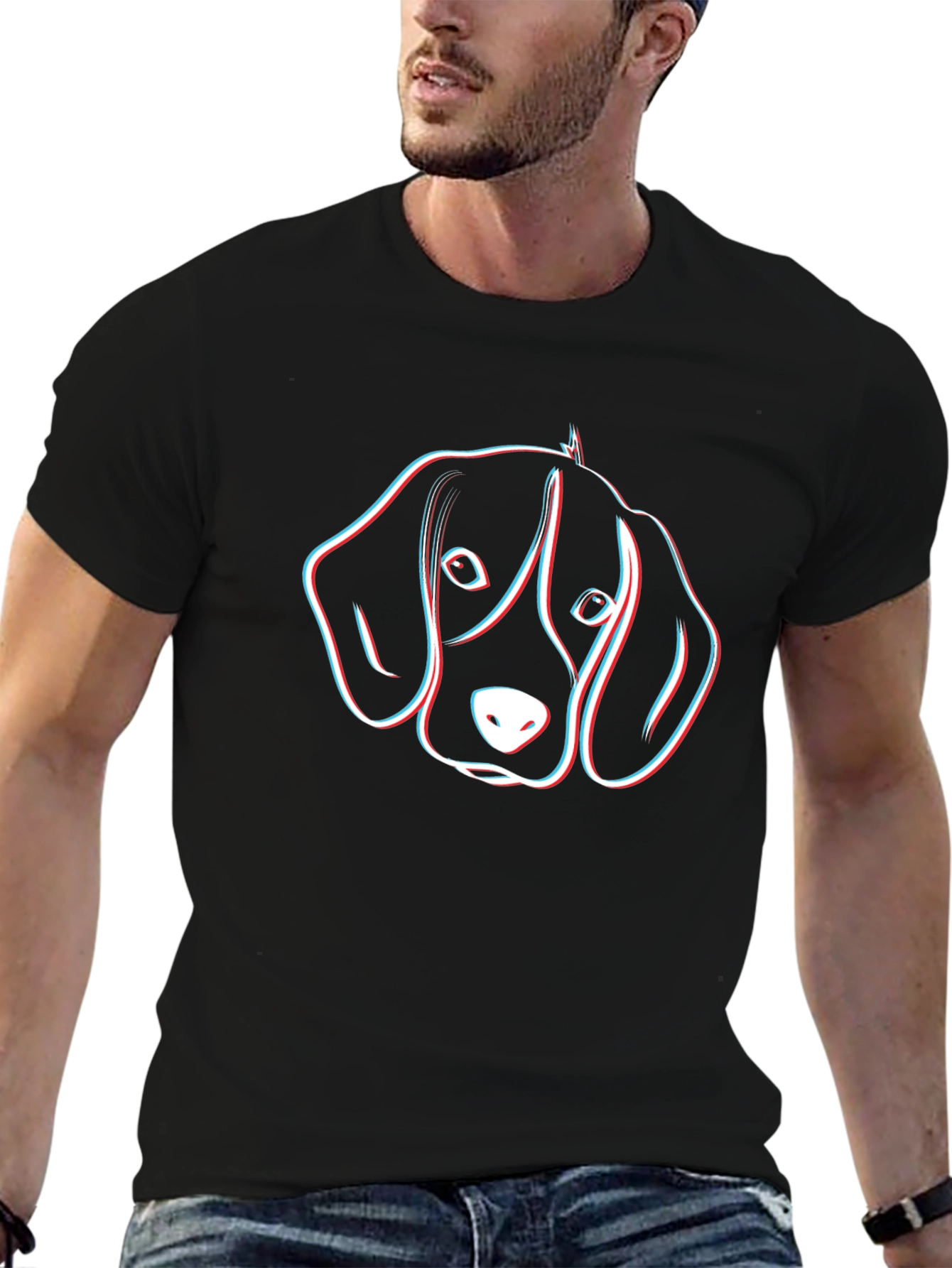 Dog Head Graphic Black T-Shirt