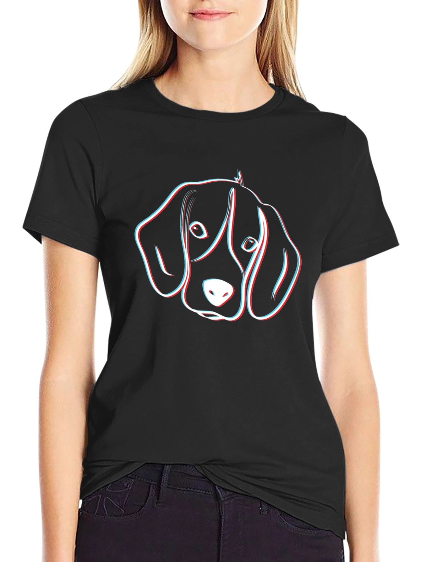 Dog Head Graphic Black T-Shirt