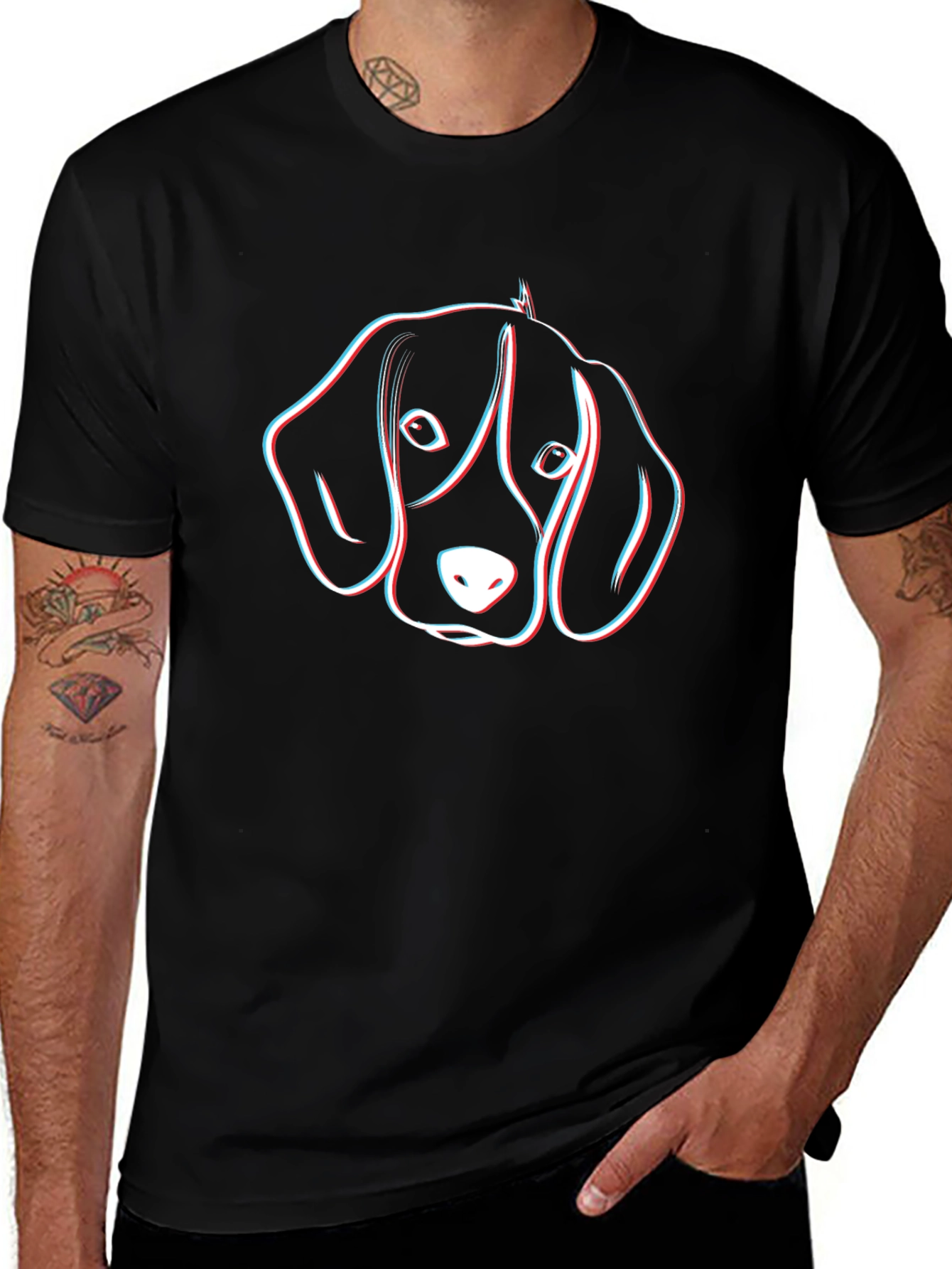 Dog Head Graphic Black T-Shirt