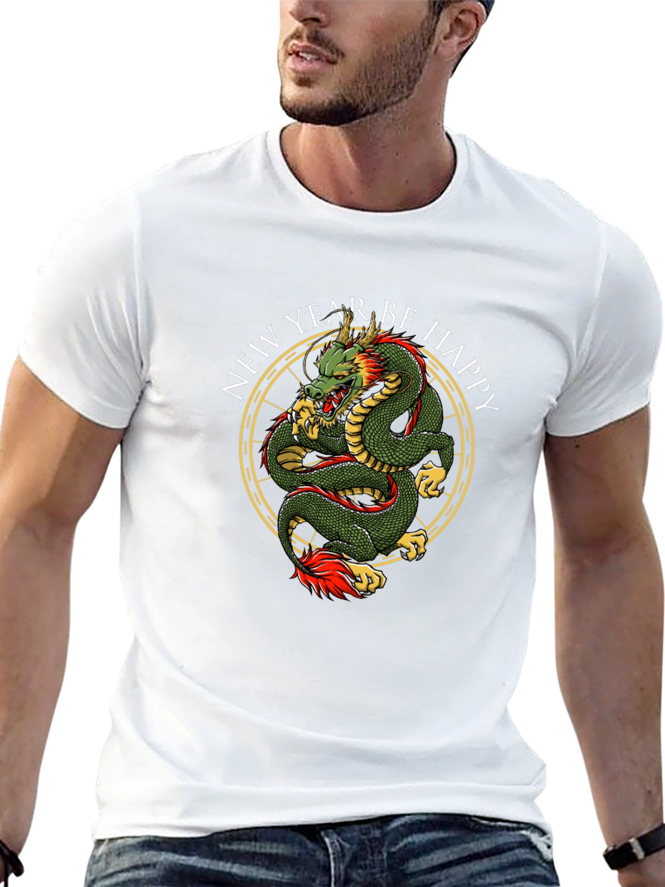 New Year Dragon Graphic Tee - Black