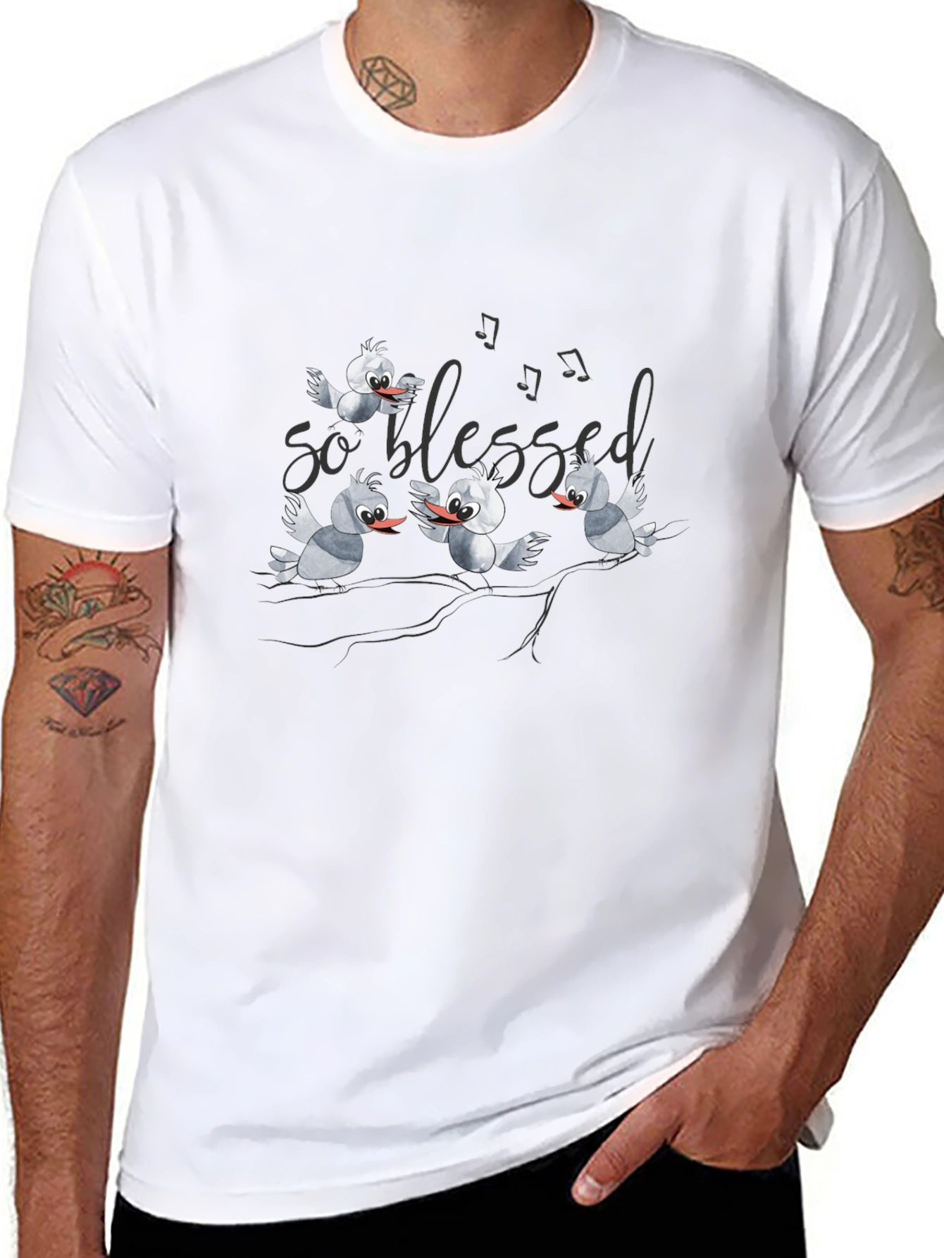 Blessed Birds Graphic T-Shirt - Black