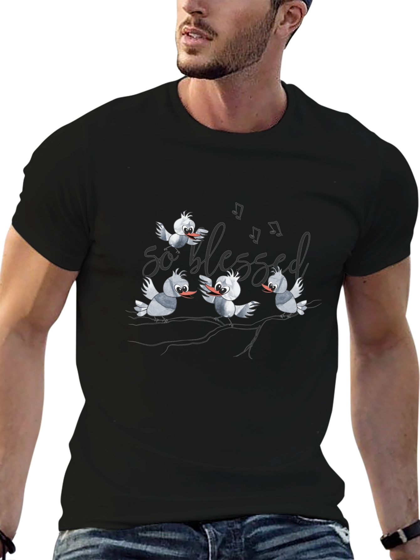 Blessed Birds Graphic T-Shirt - Black