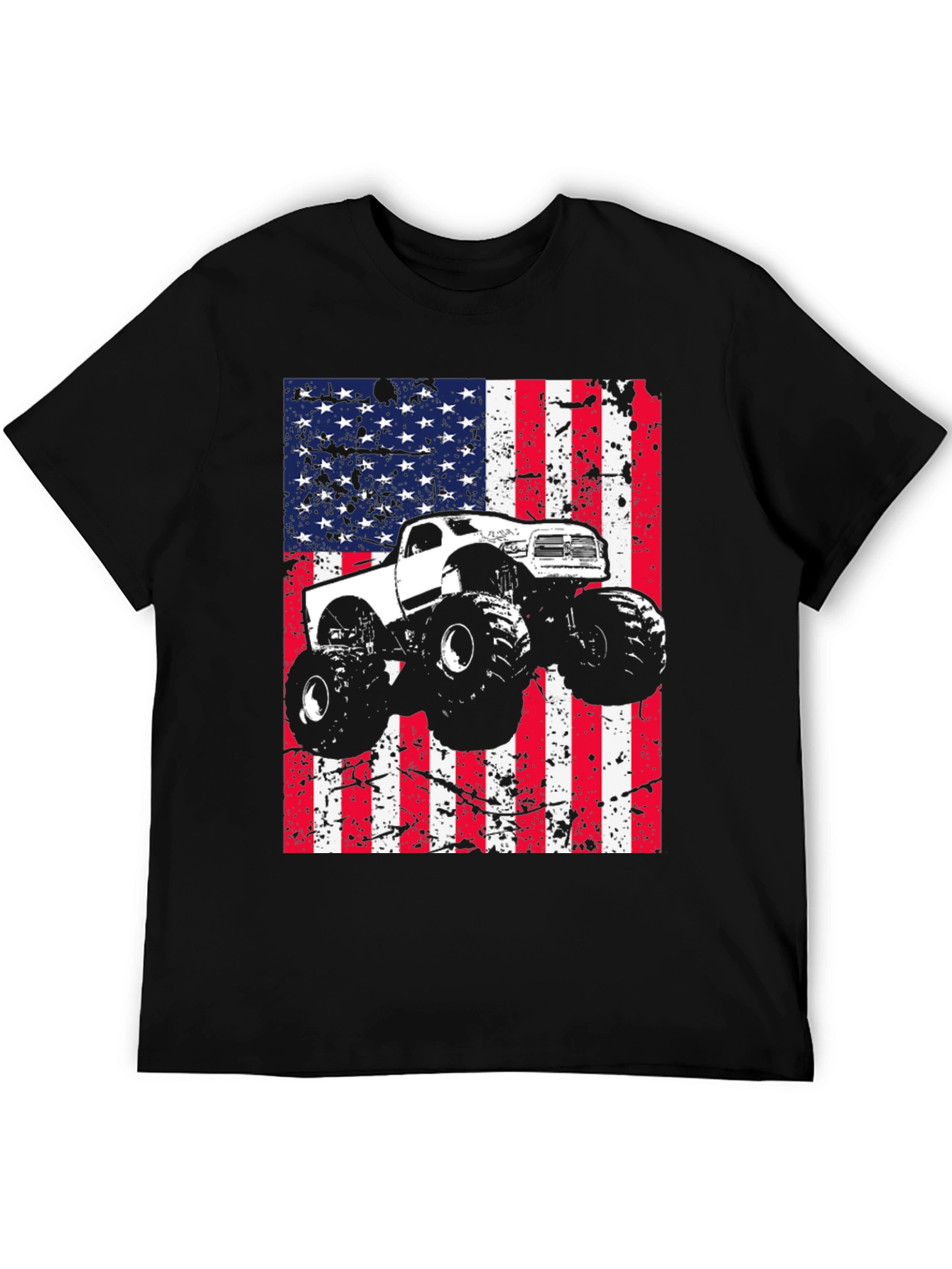 Monster Truck USA Flag Graphic T-Shirt