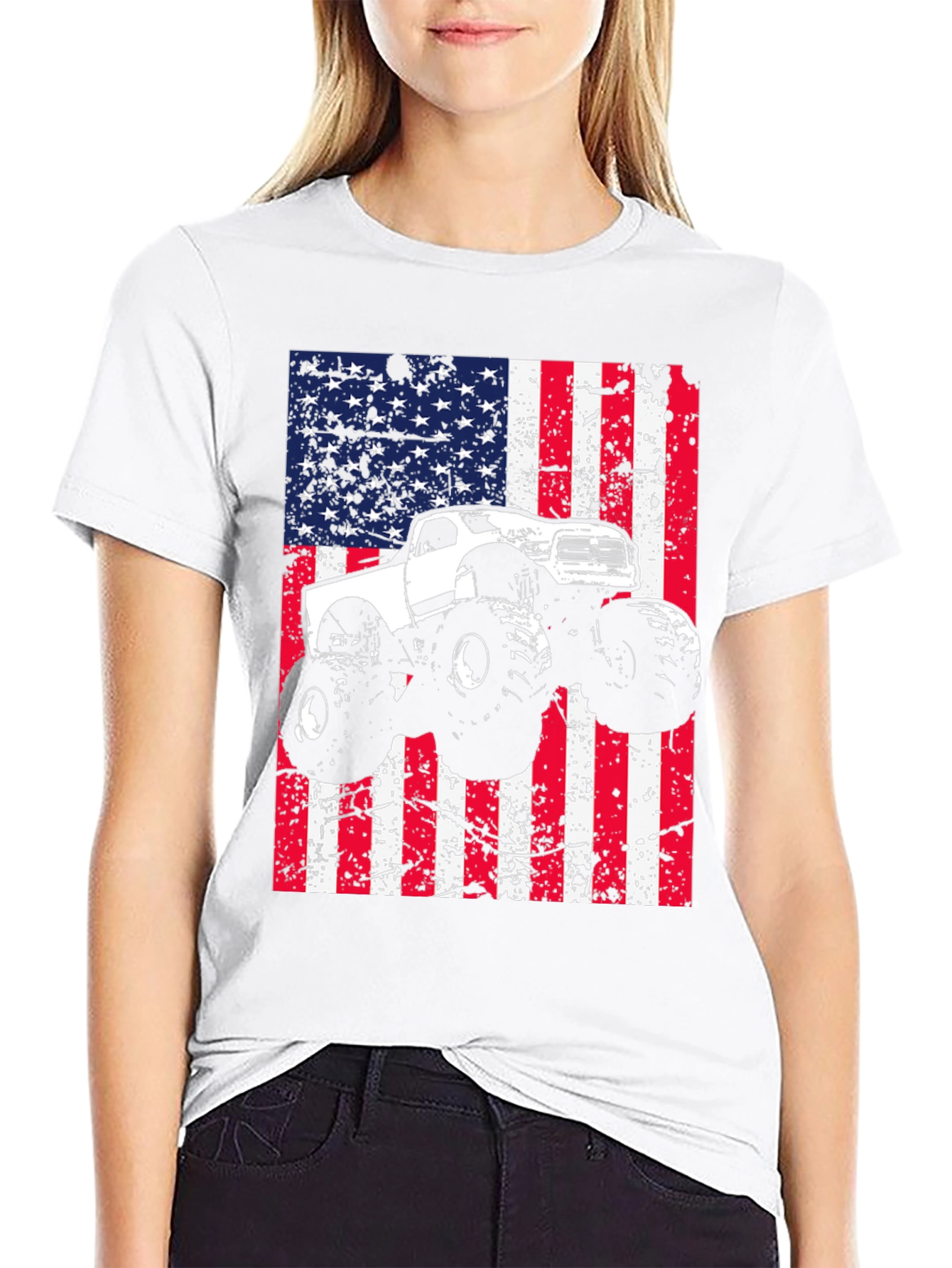 Monster Truck USA Flag Graphic T-Shirt