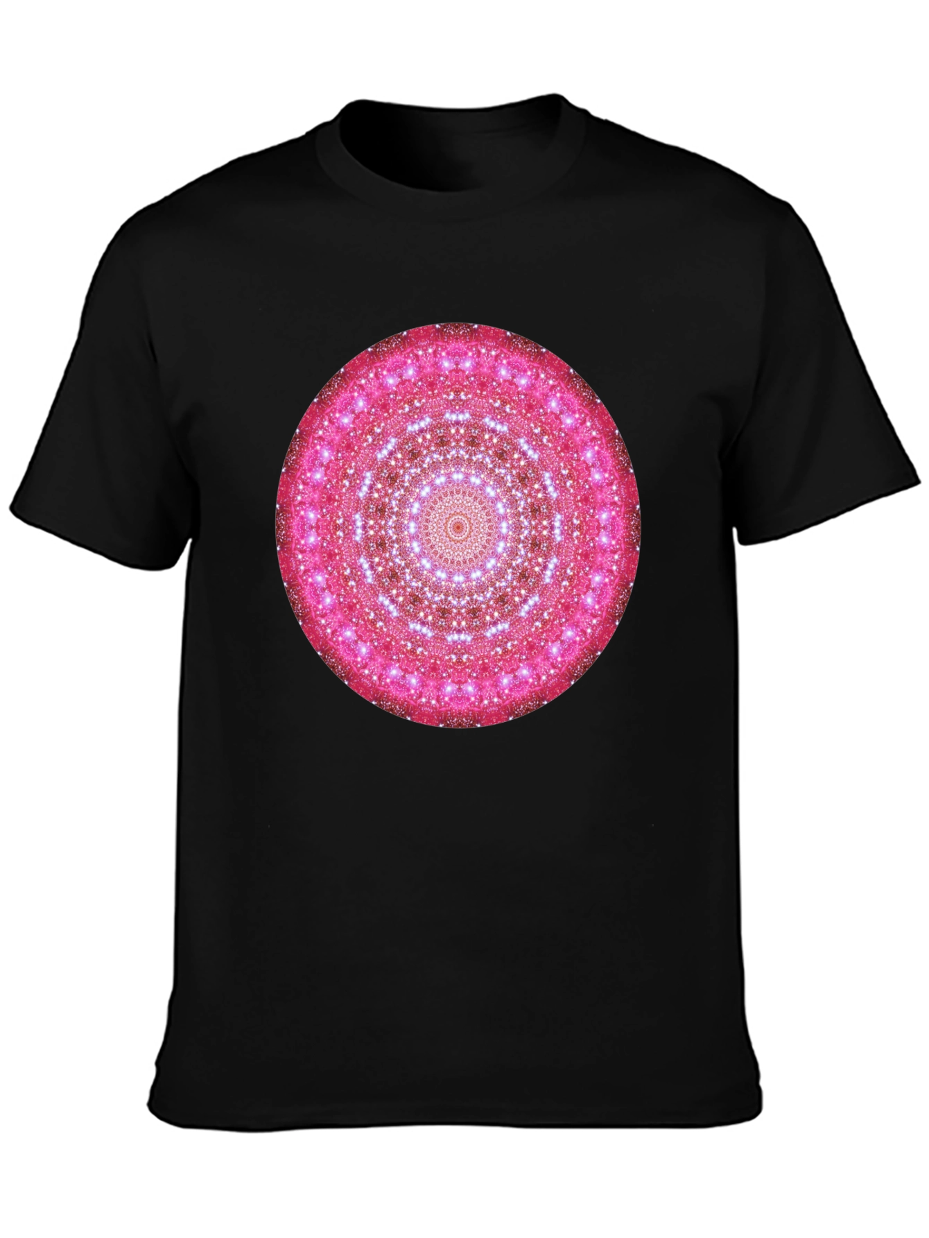 Pink Mandala Graphic Black T-Shirt