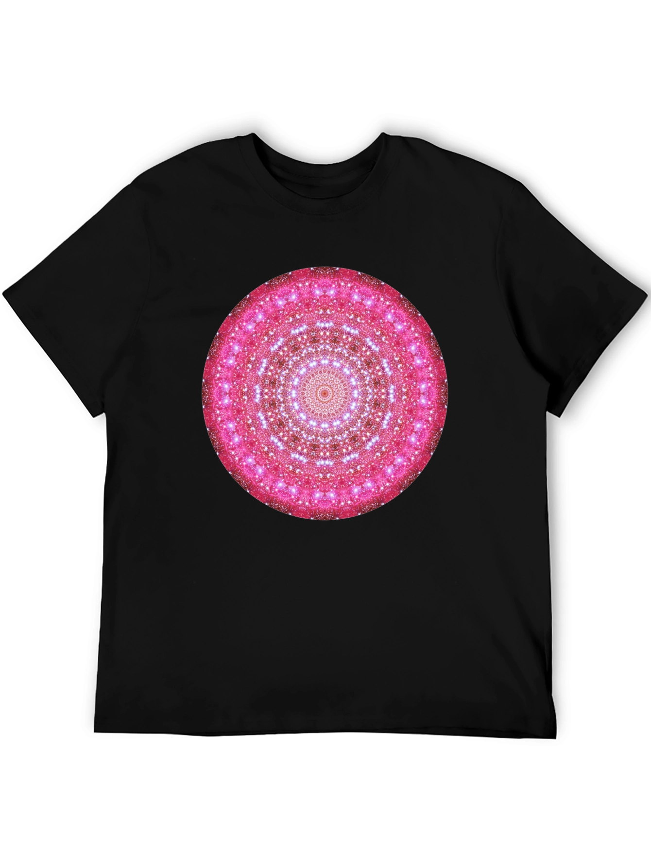 Pink Mandala Graphic Black T-Shirt