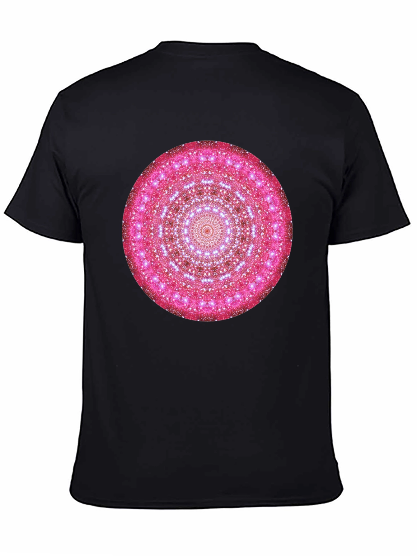 Pink Mandala Graphic Black T-Shirt