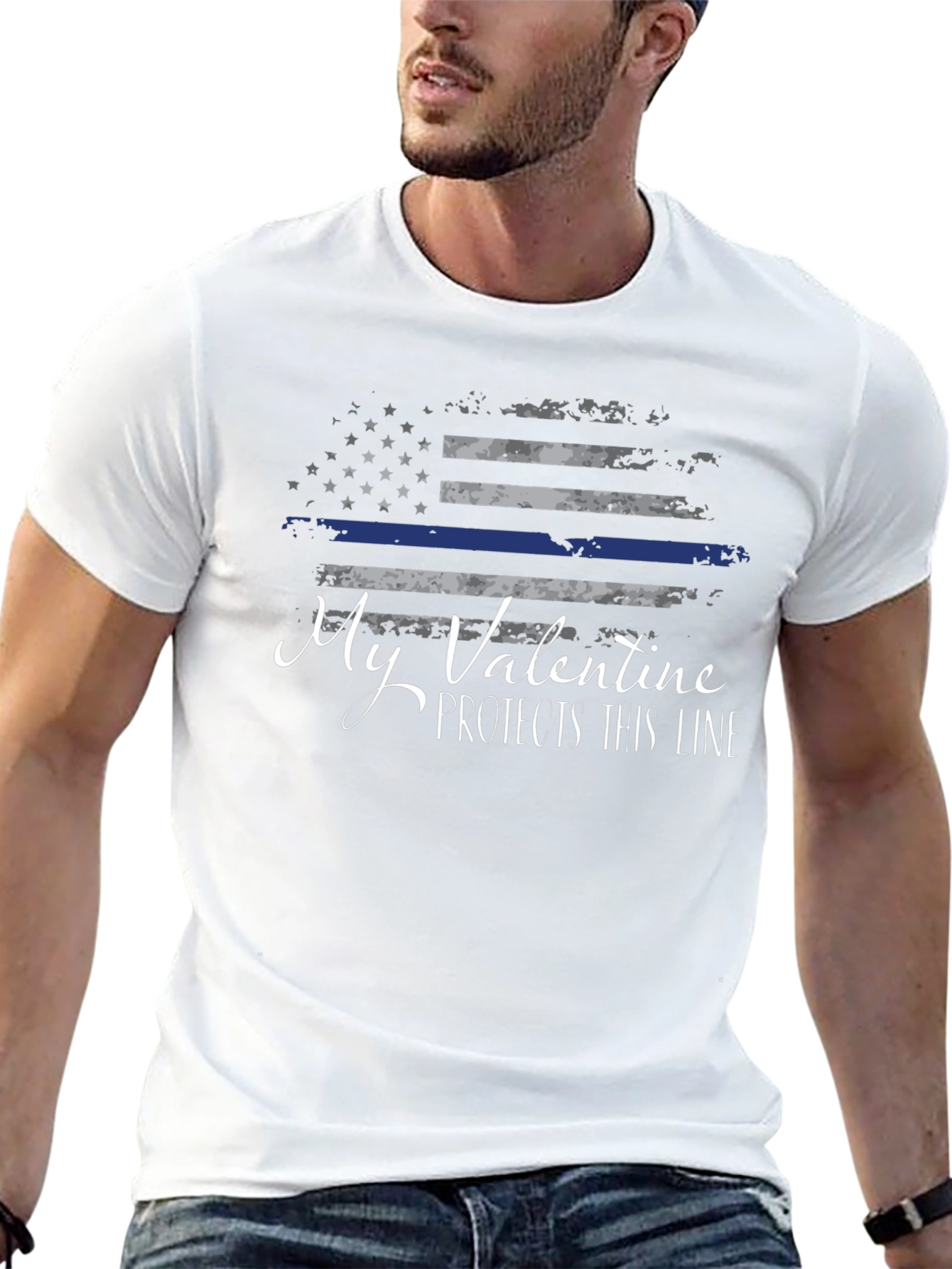 My Valentine Protects This Line T-Shirt