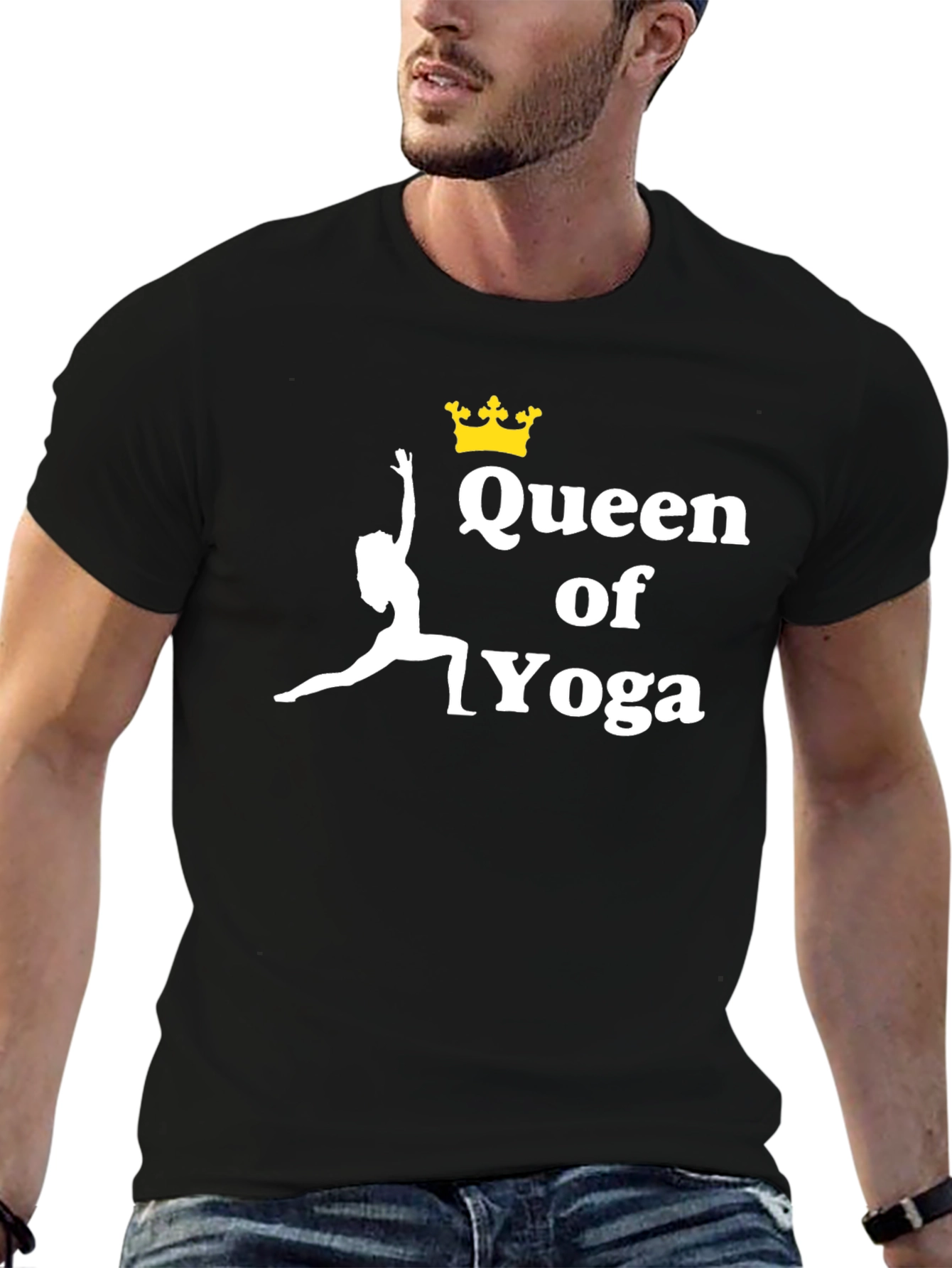 Queen of Yoga Black Graphic T-Shirt