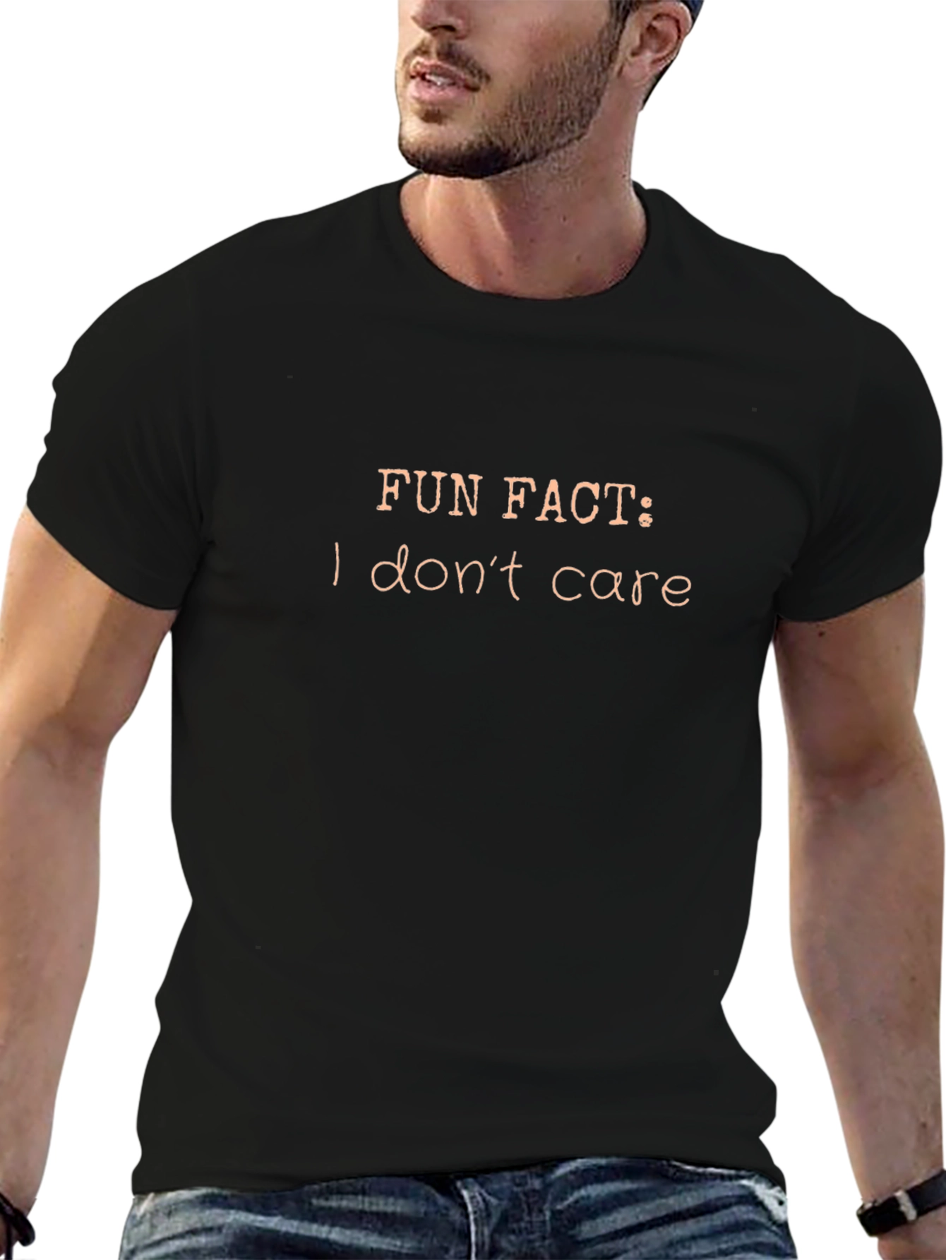Funny Fun Fact: I dont care Black T-Shirt