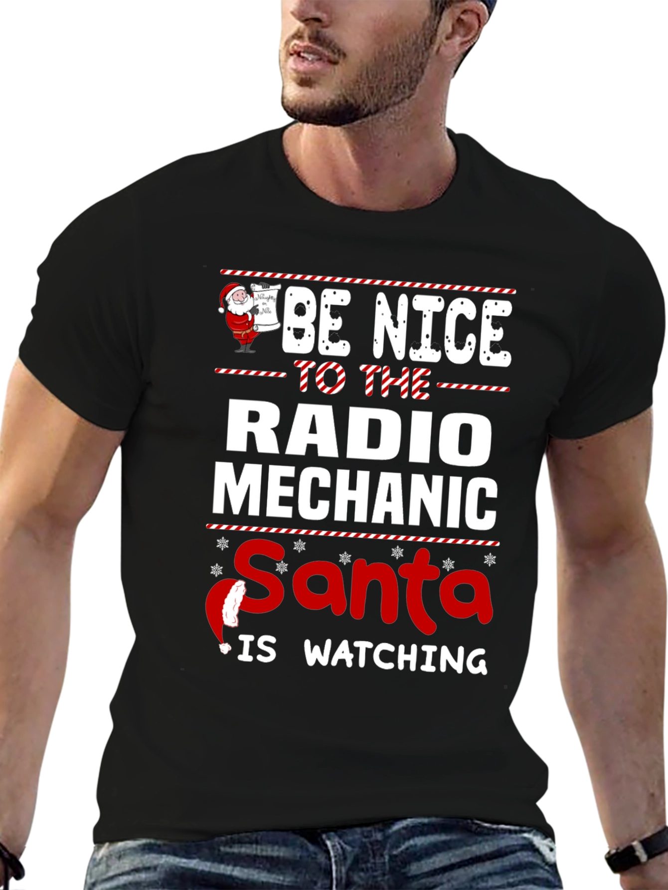 Radio Mechanic Santa Watching T-Shirt