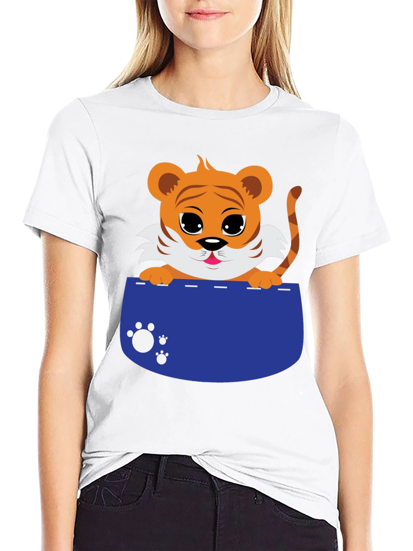 Cute Tiger Cub Pocket T-Shirt