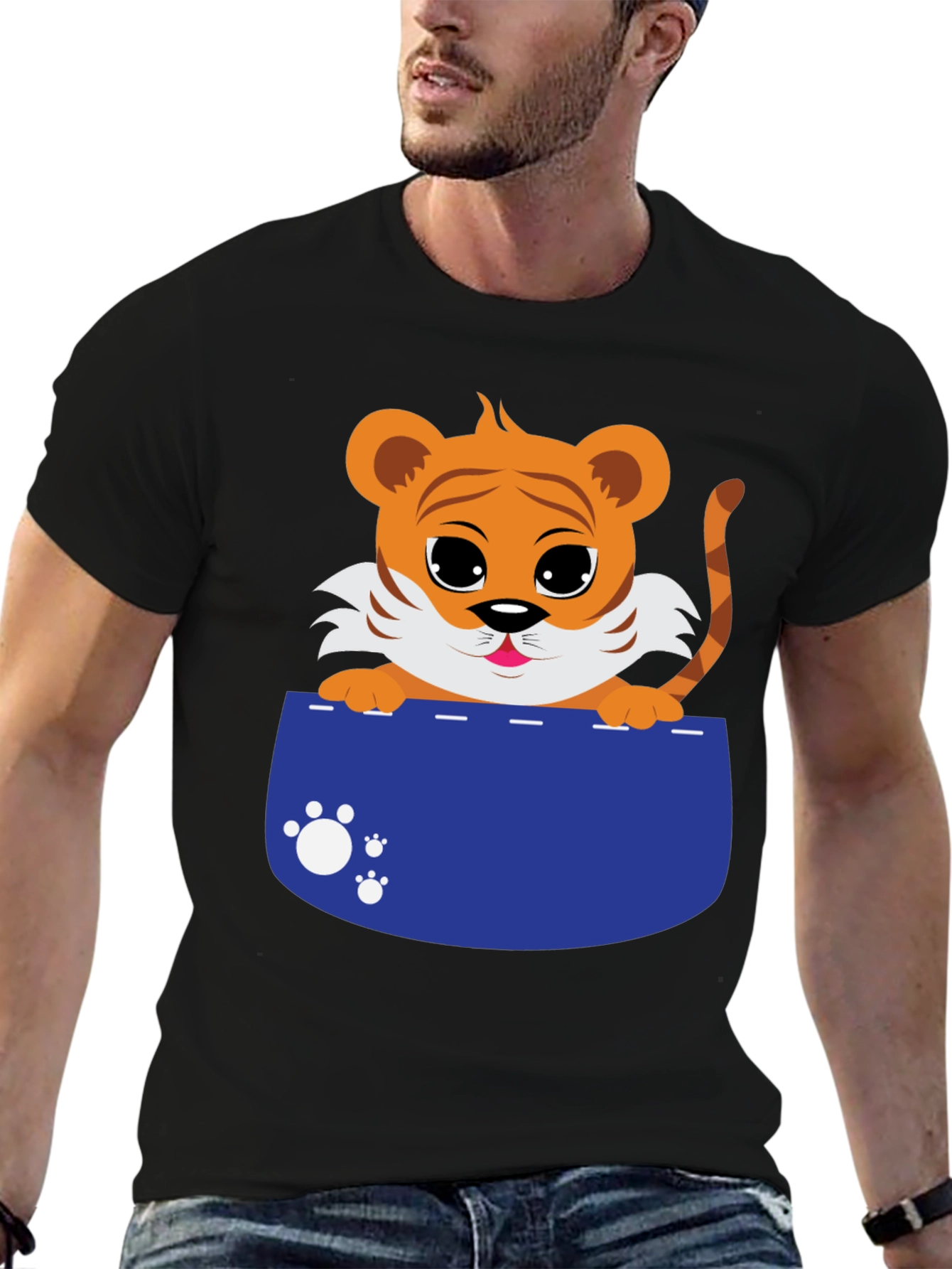Cute Tiger Cub Pocket T-Shirt