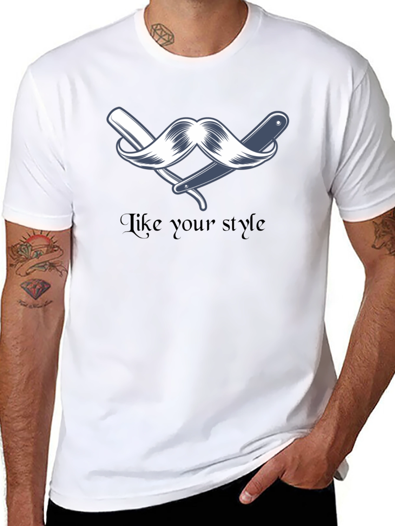 Stylish Barber Moustache Graphic T-Shirt