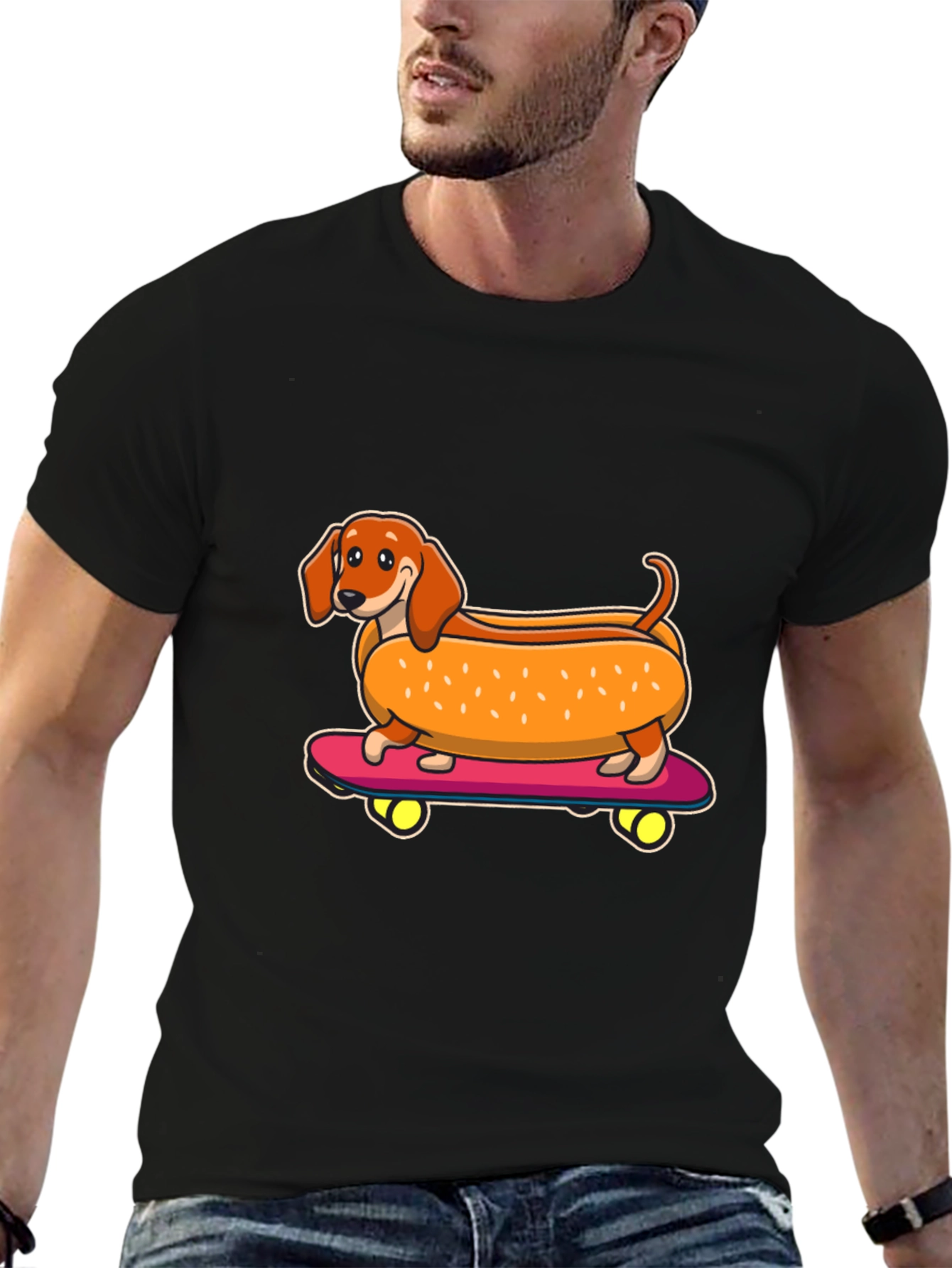 Hot Dog Dachshund Skateboard T-Shirt