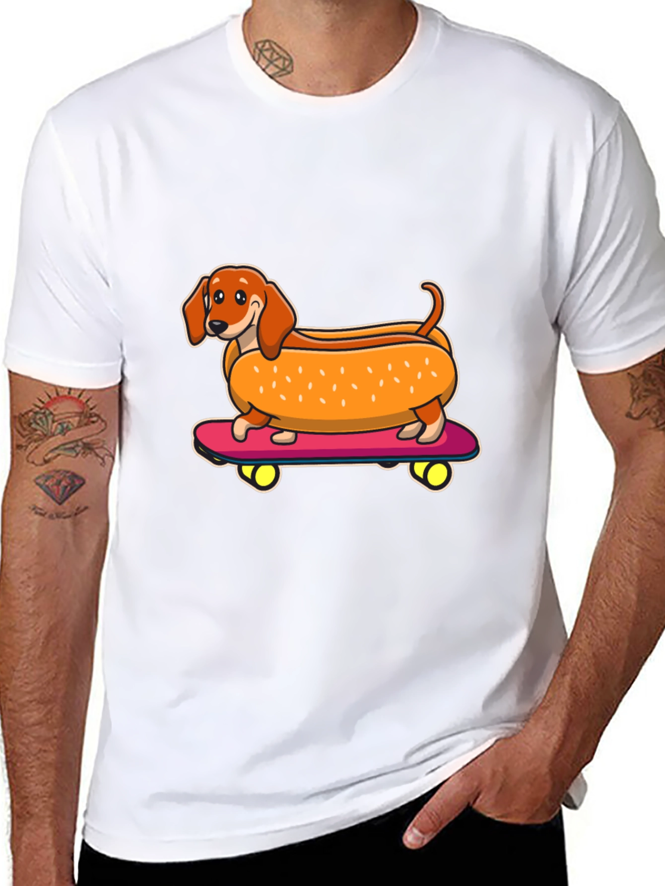 Hot Dog Dachshund Skateboard T-Shirt