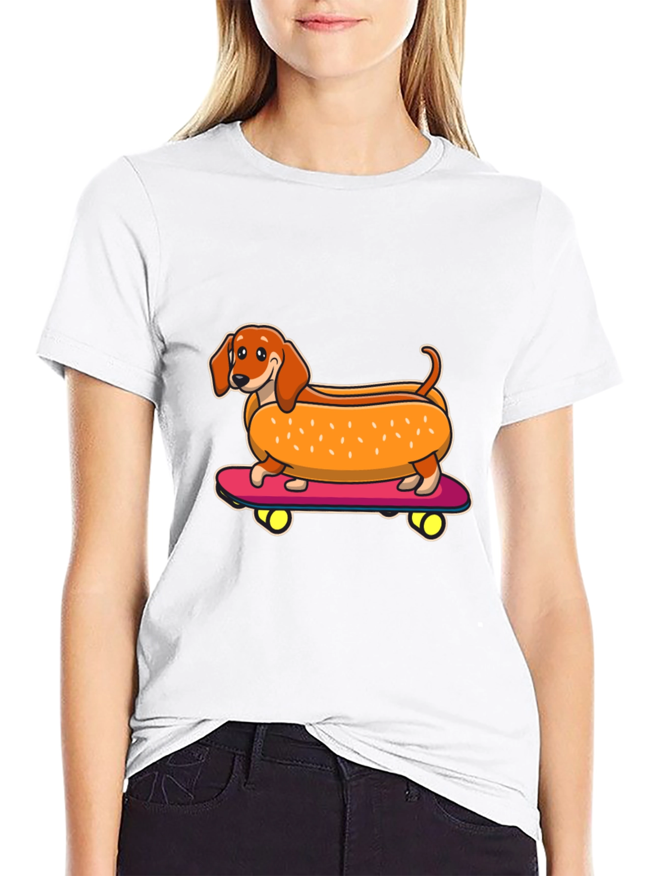 Hot Dog Dachshund Skateboard T-Shirt