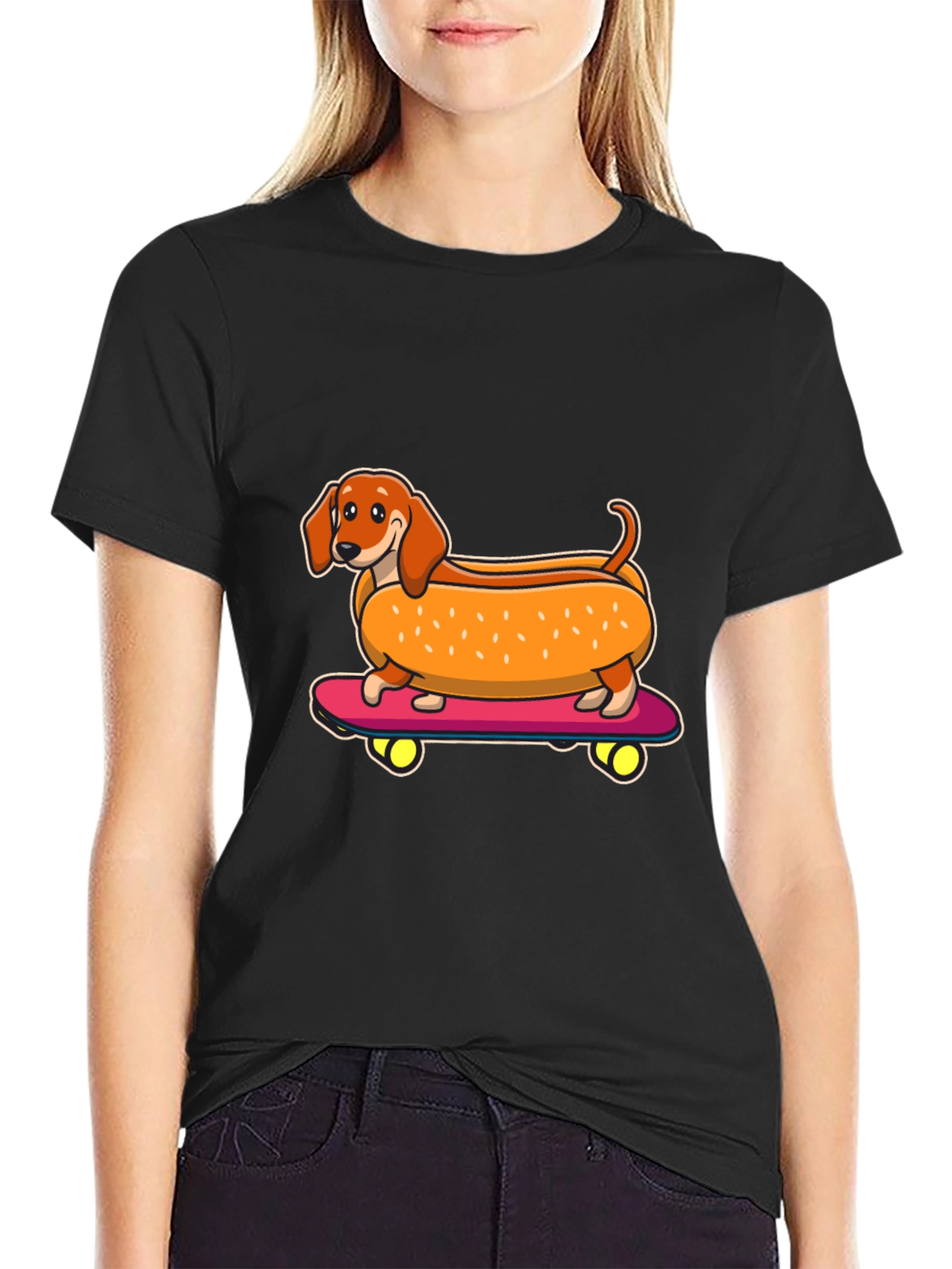 Hot Dog Dachshund Skateboard T-Shirt