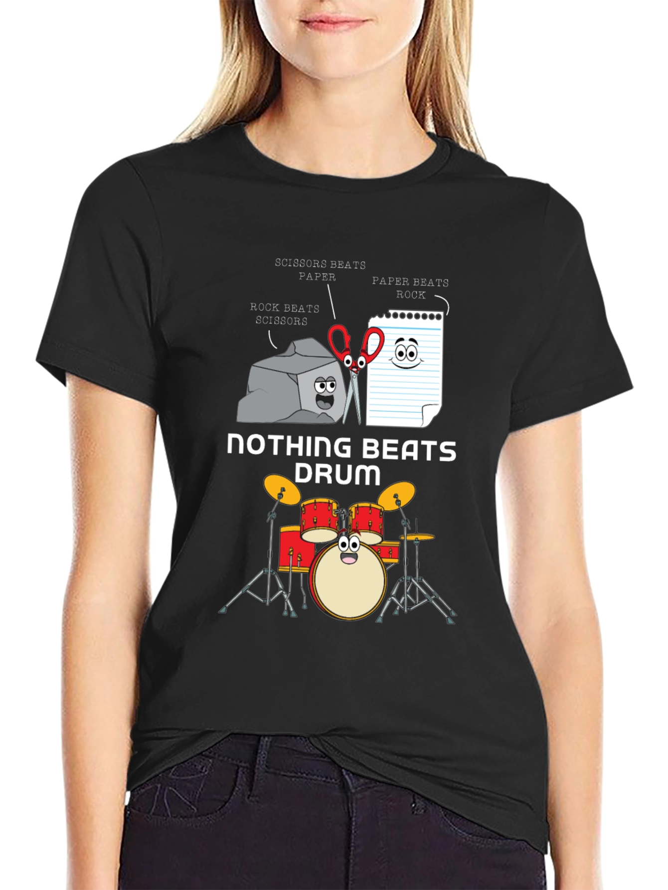 Rock Paper Scissors Drum Funny T-Shirt