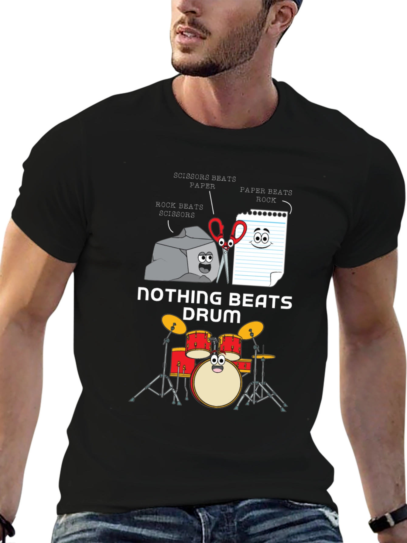 Rock Paper Scissors Drum Funny T-Shirt