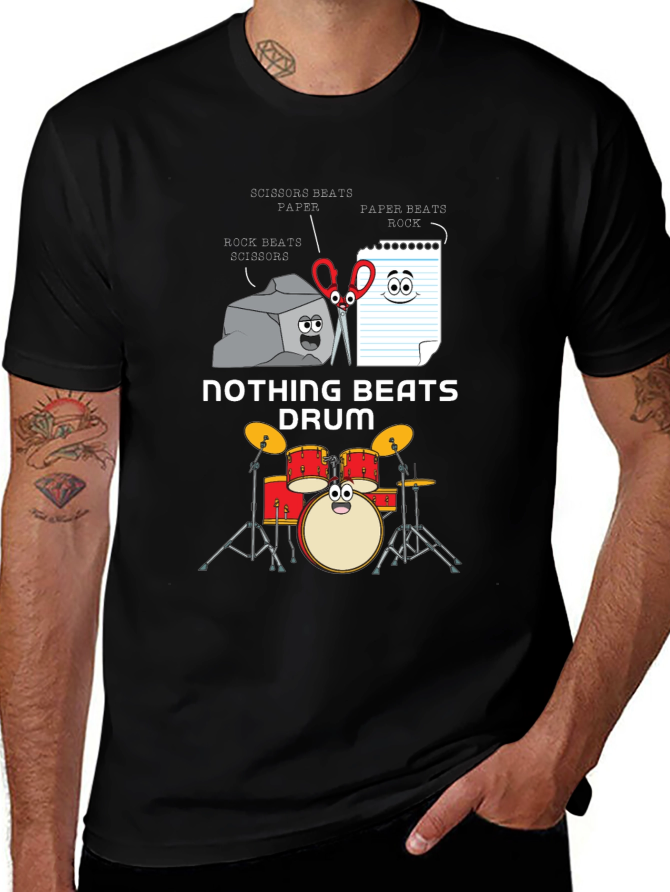 Rock Paper Scissors Drum Funny T-Shirt