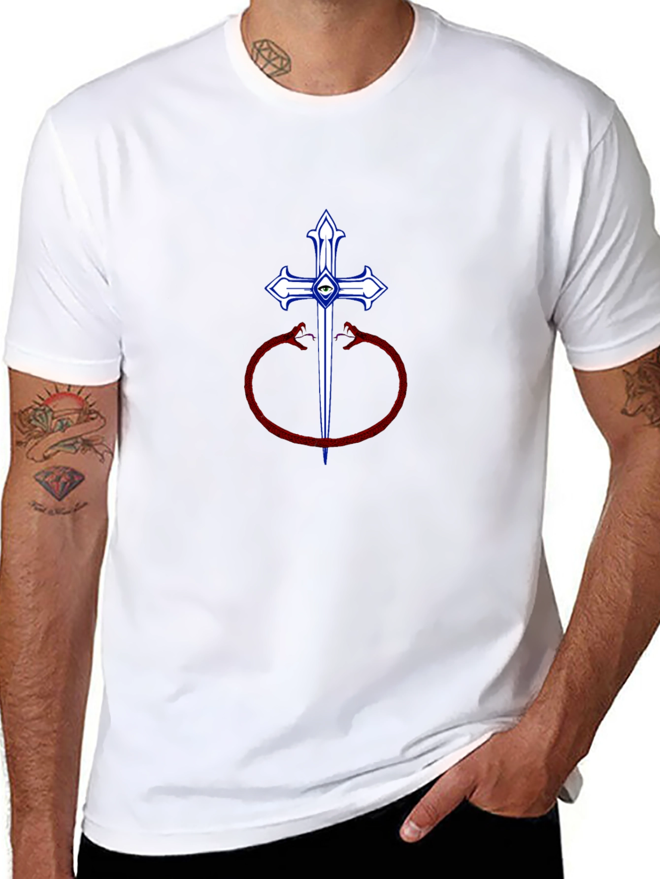 Cross Sword & Snakes Graphic Tee