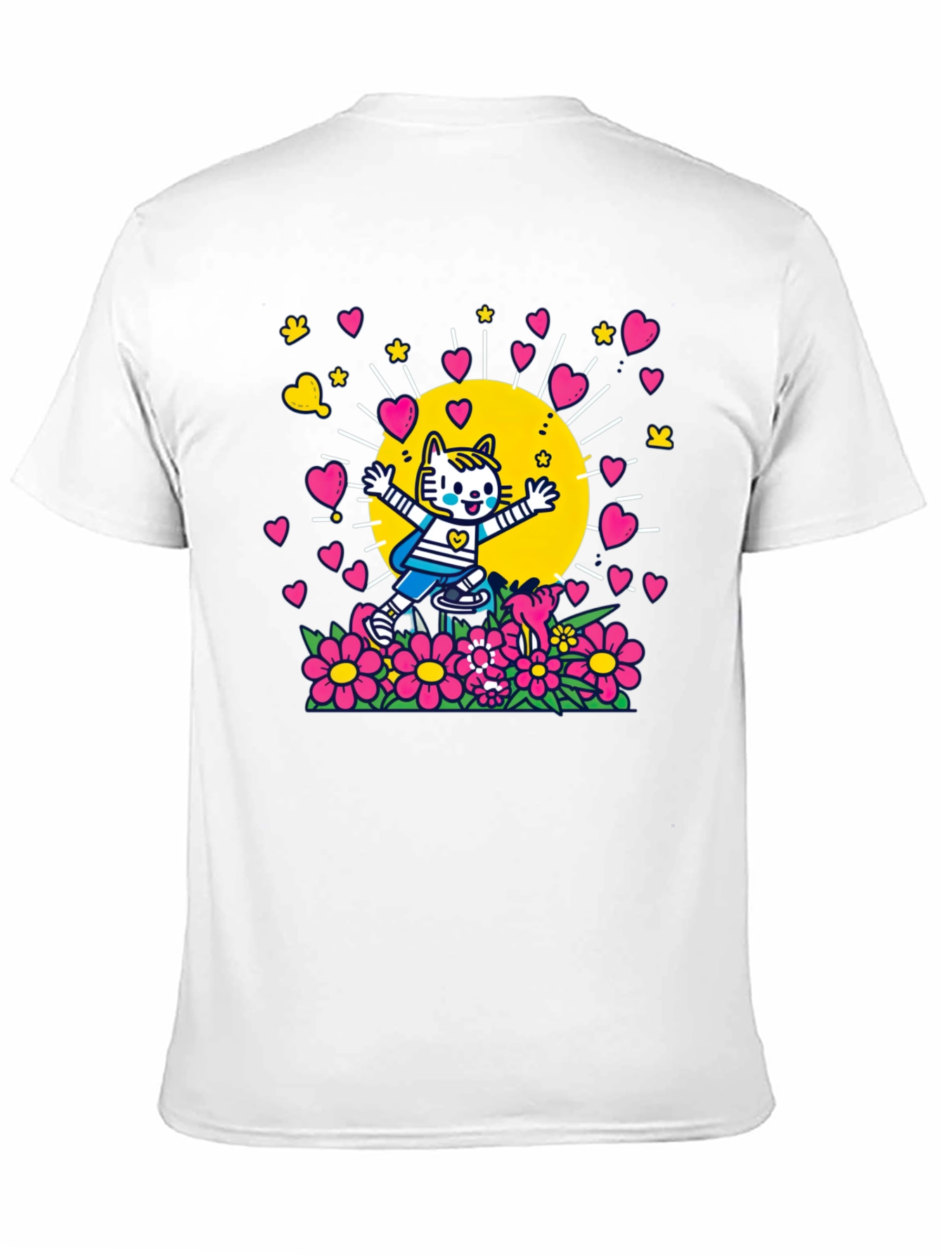 Cute Cartoon Cat Graphic T-Shirt