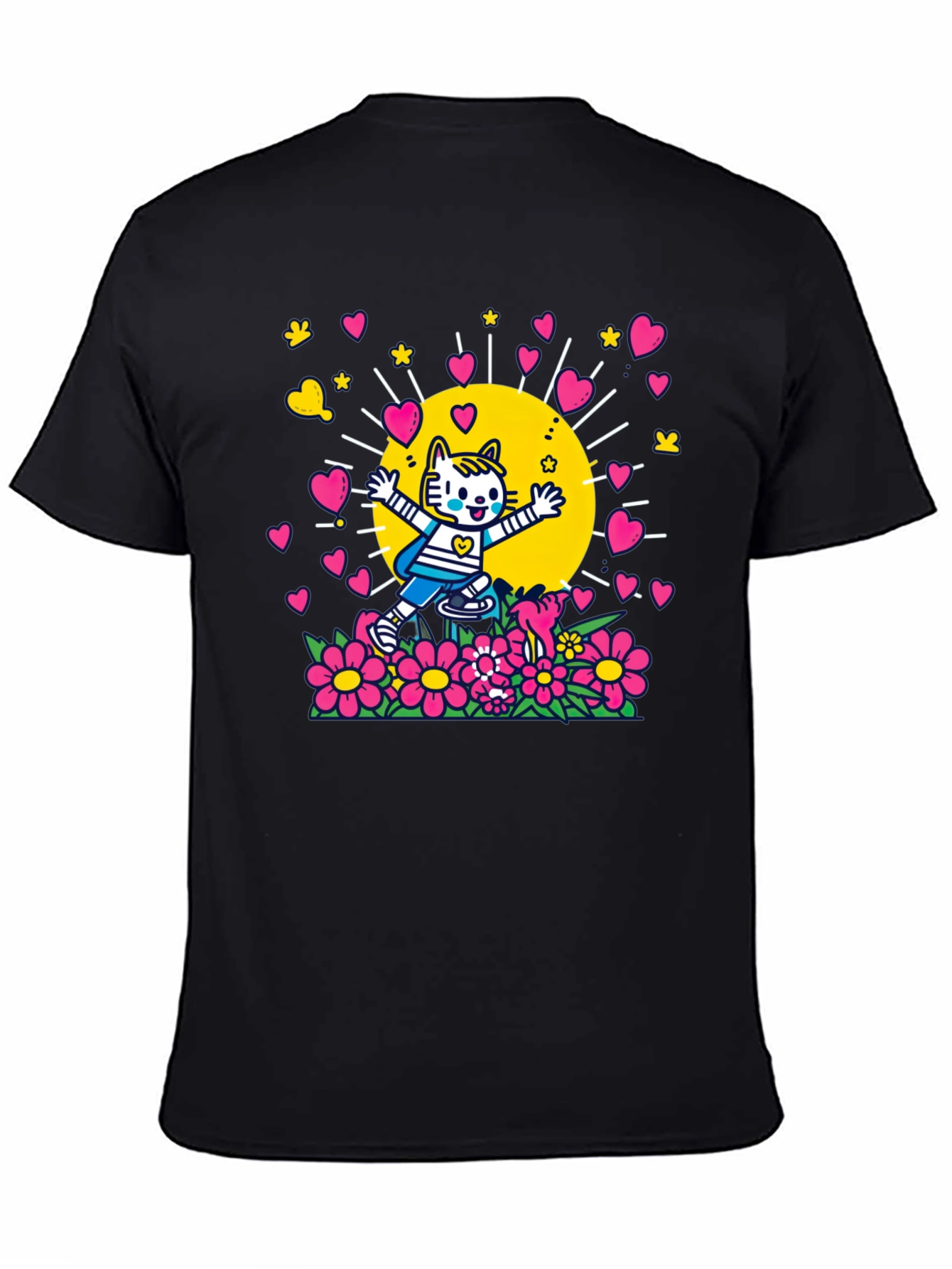 Cute Cartoon Cat Graphic T-Shirt