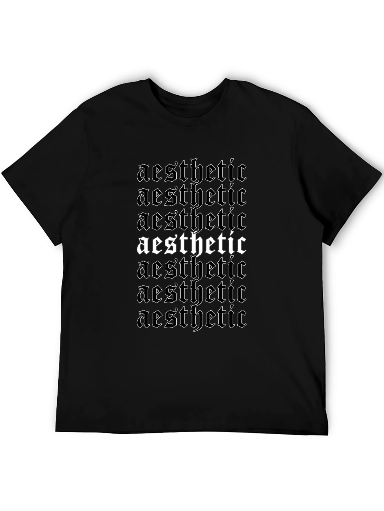 Aesthetic Gothic Text Graphic Tee - Black Cotton T-Shirt