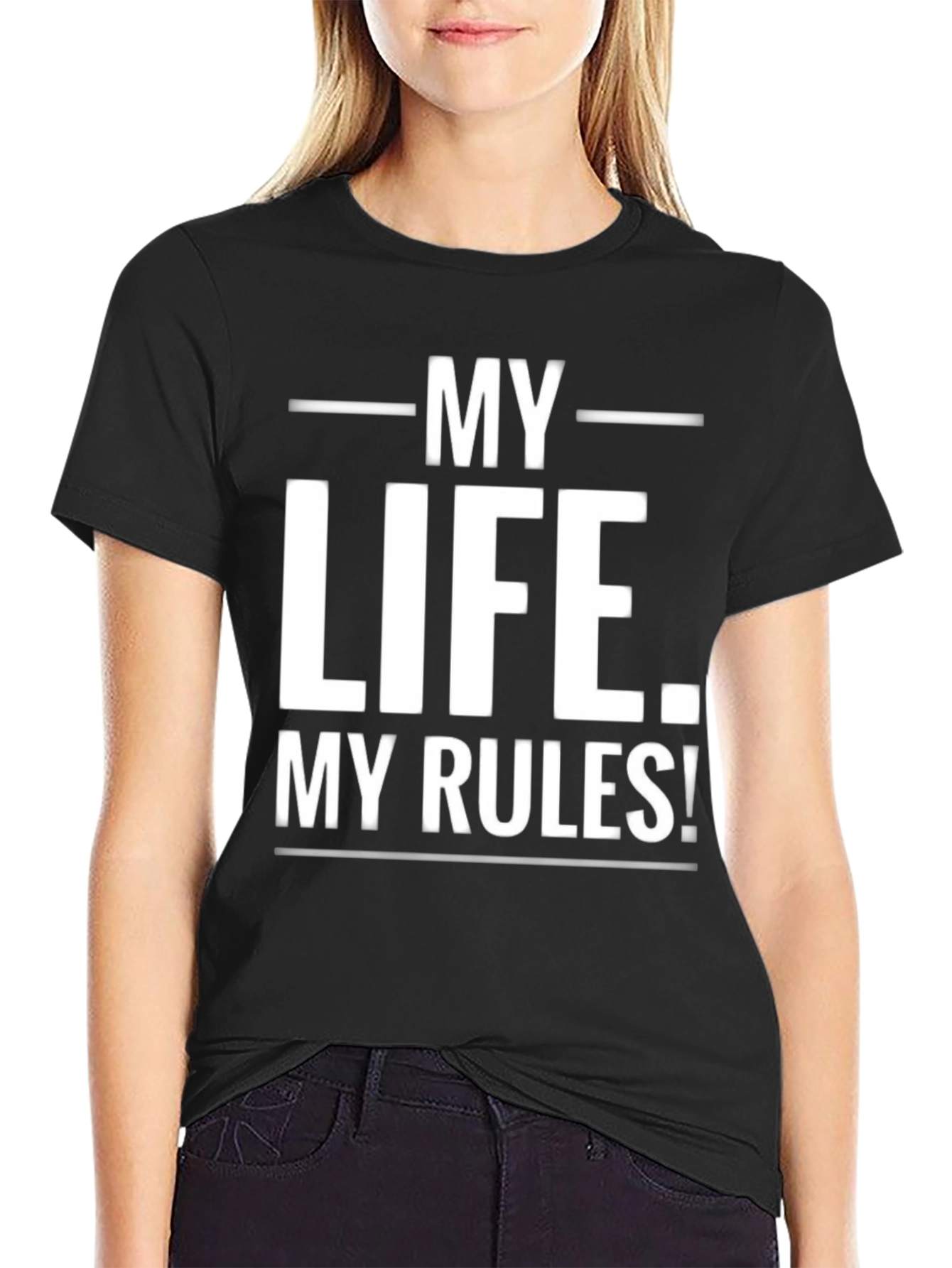 My Life My Rules Black Graphic Tee