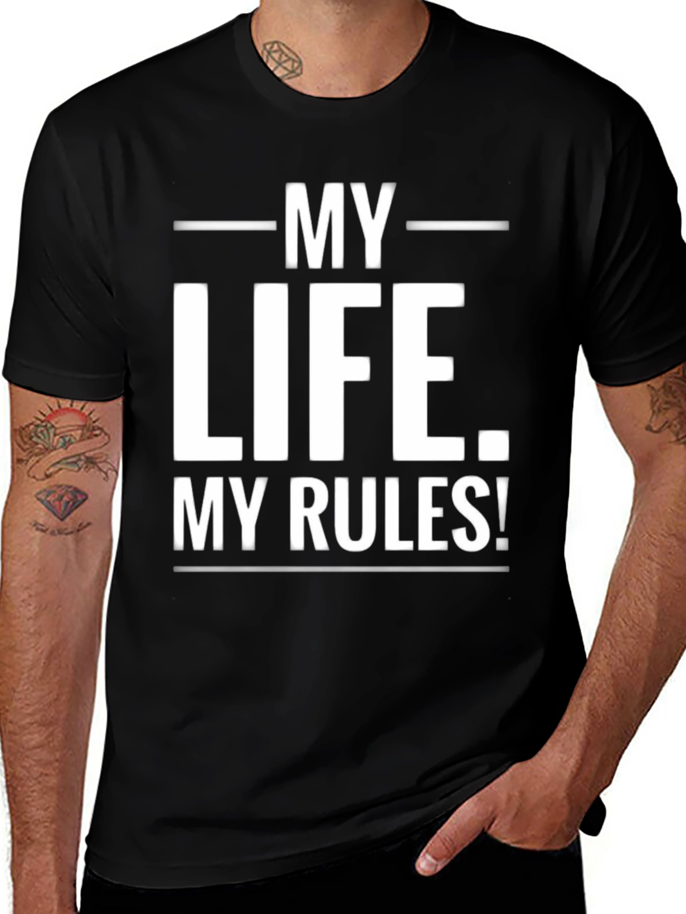 My Life My Rules Black Graphic Tee