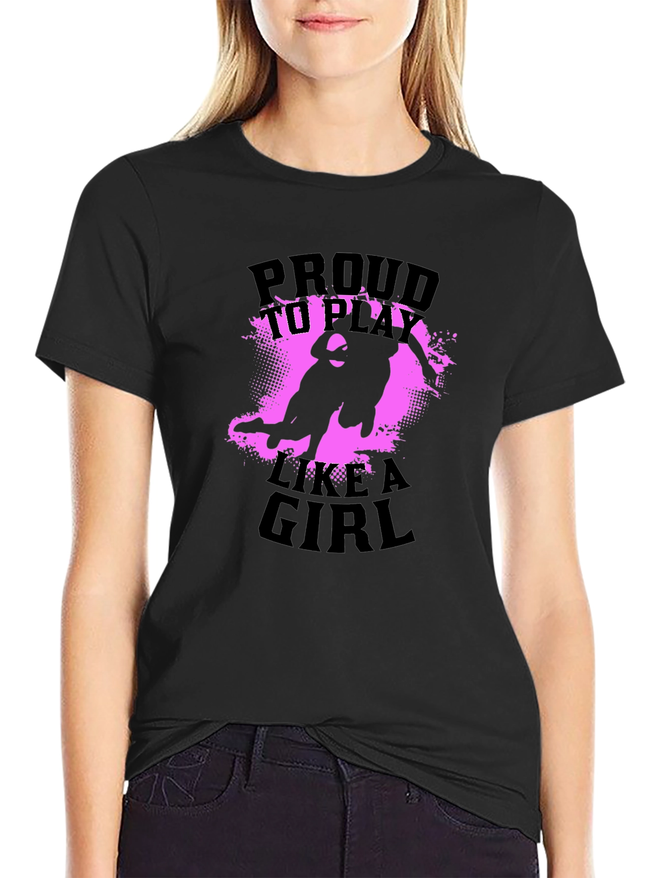 Proud to Play Like A Girl Black T-Shirt