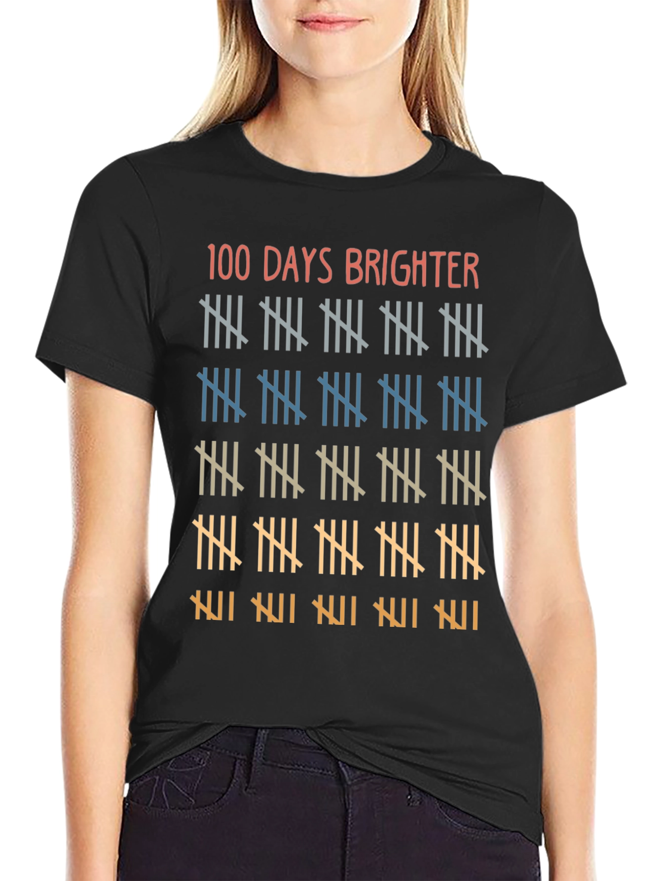 100 Days Brighter T-Shirt Teacher School Tee