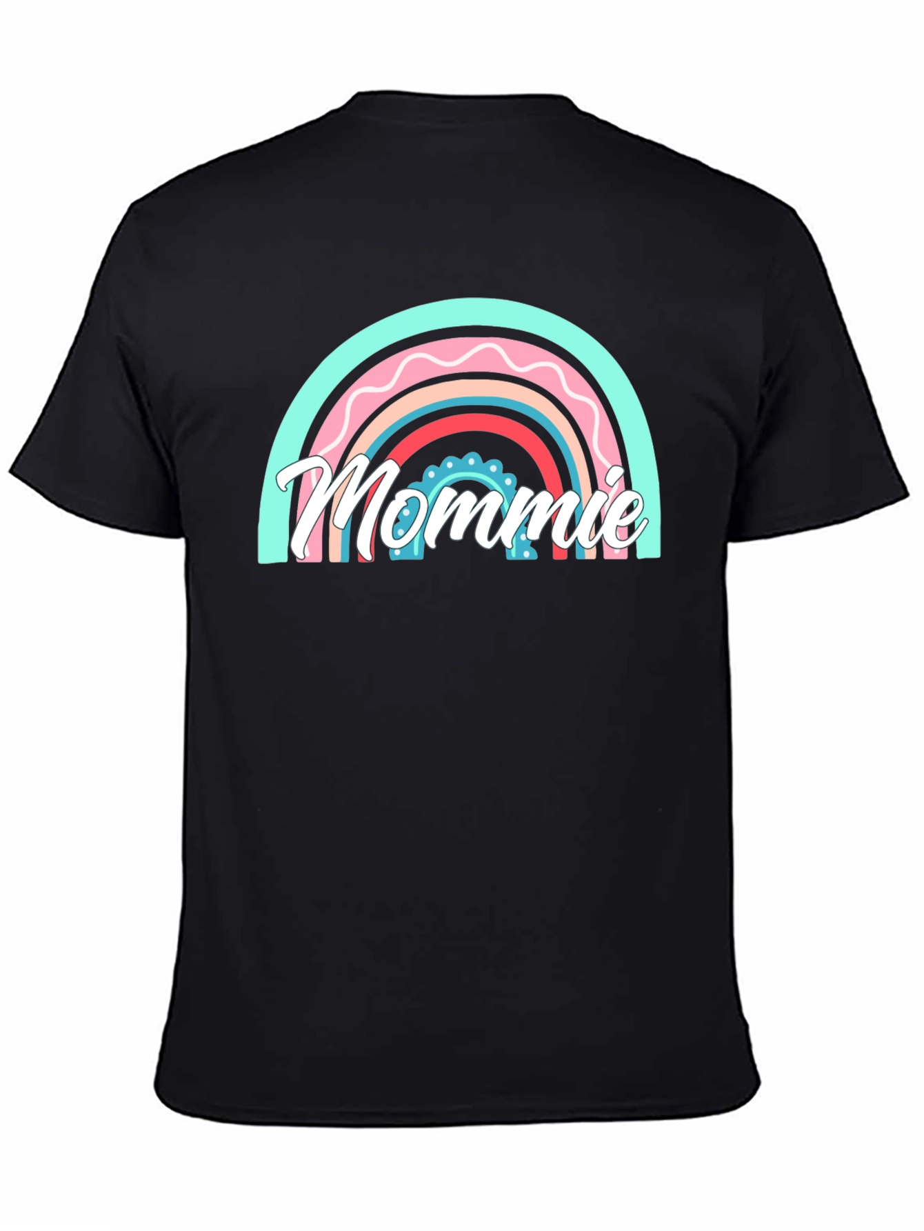 Mommy Rainbow Graphic Black T-Shirt