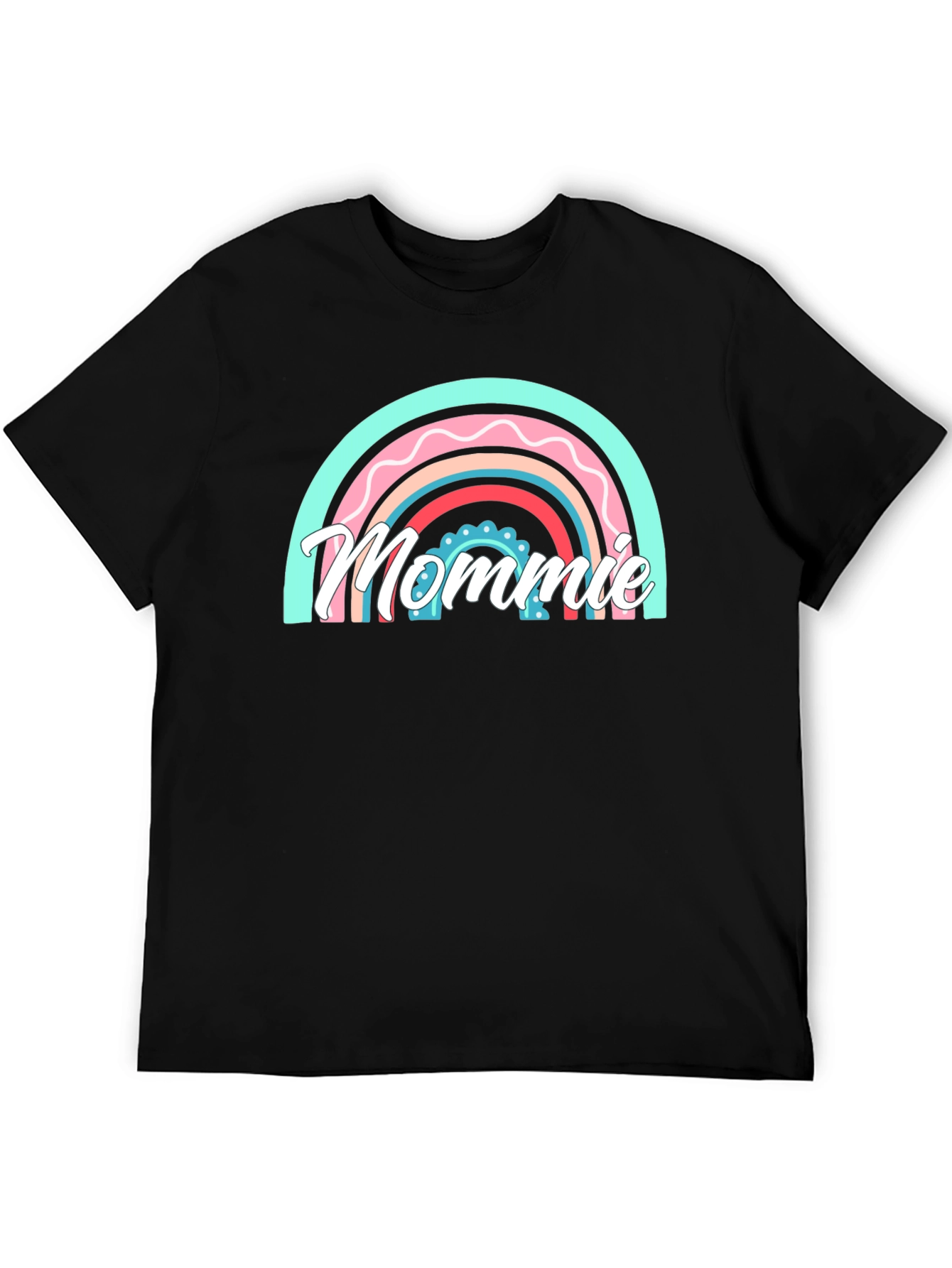 Mommy Rainbow Graphic Black T-Shirt