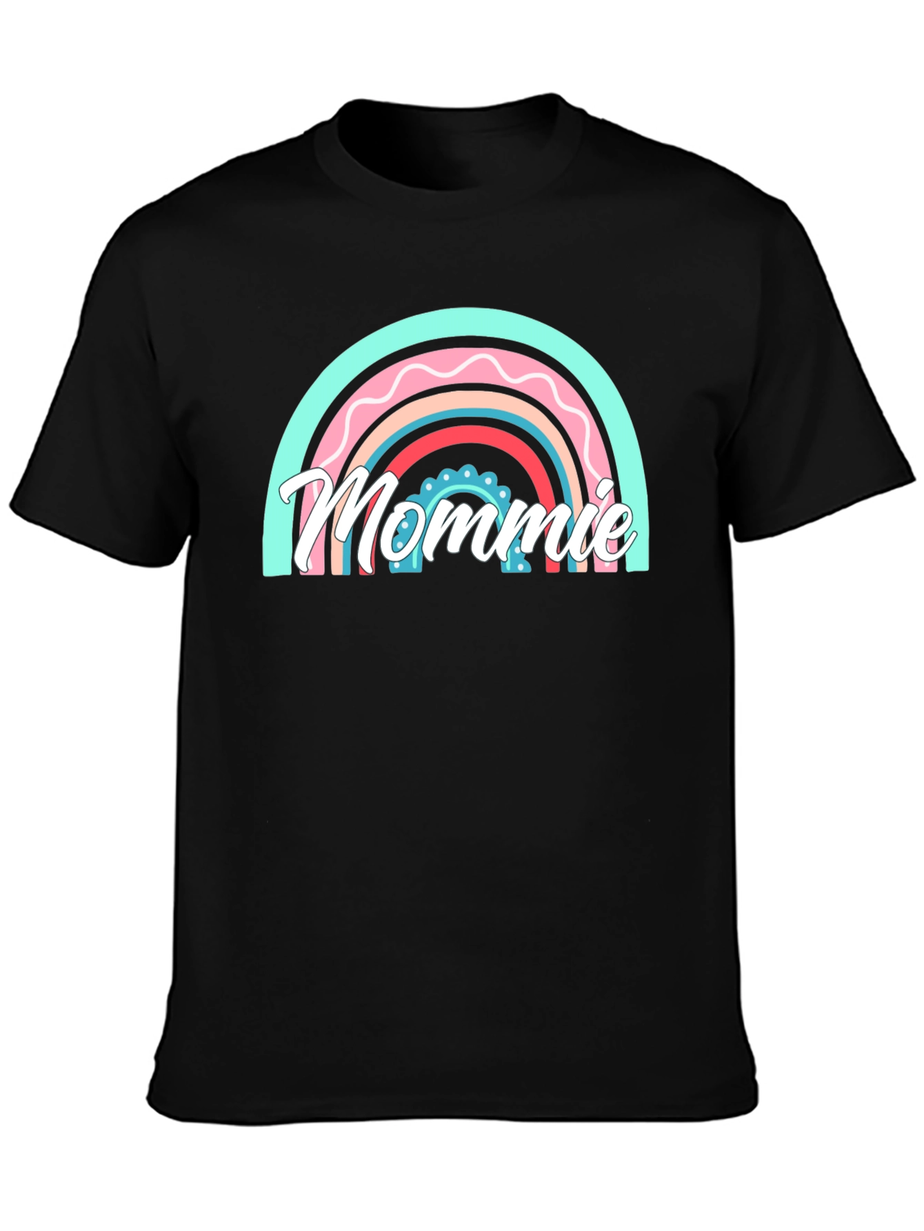 Mommy Rainbow Graphic Black T-Shirt