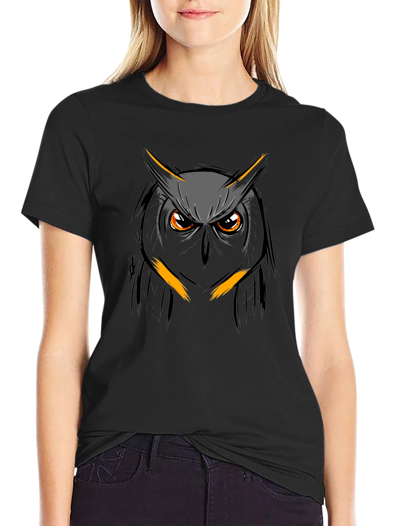 Owl Graphic Print T-Shirt - Mens Black Tee