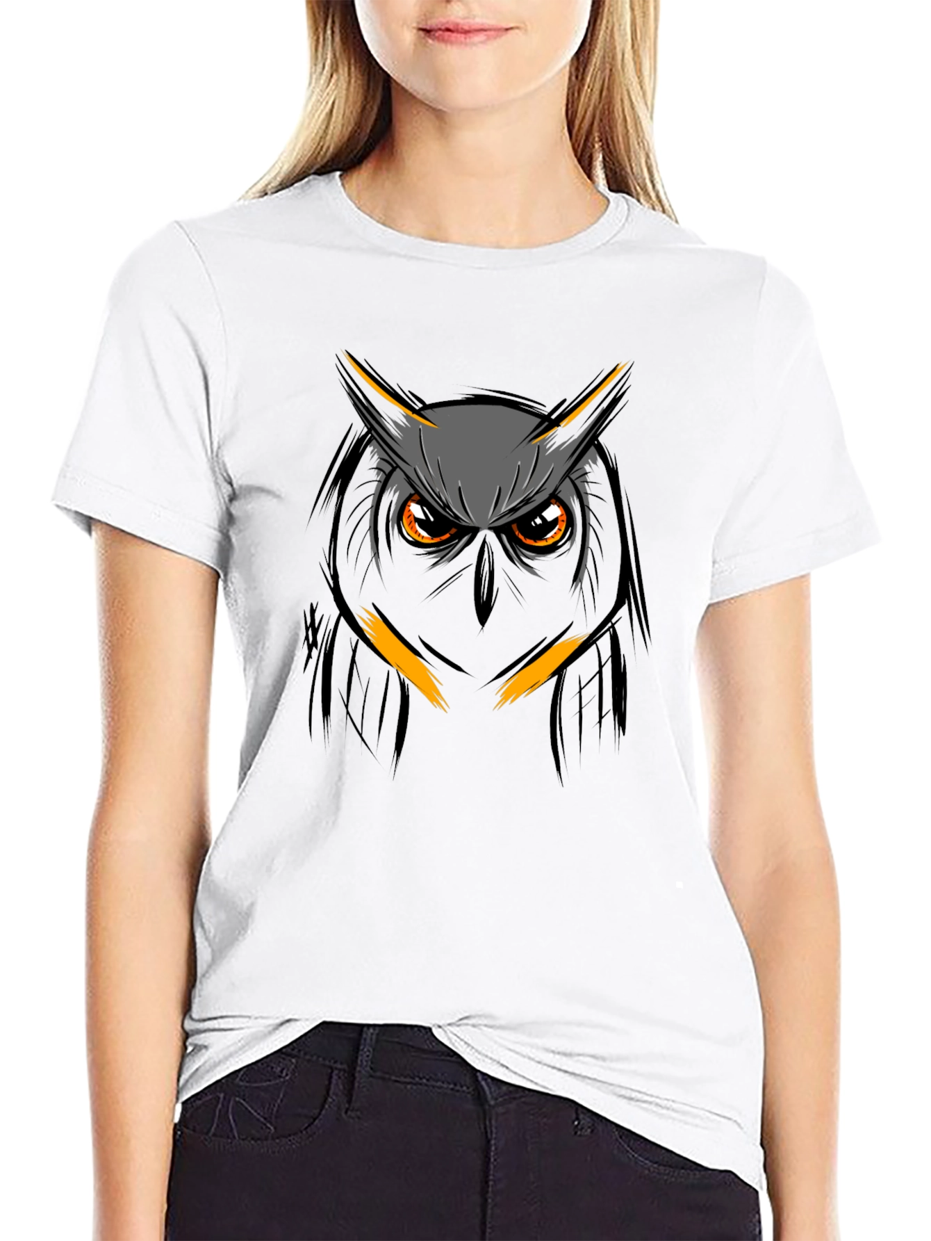Owl Graphic Print T-Shirt - Mens Black Tee