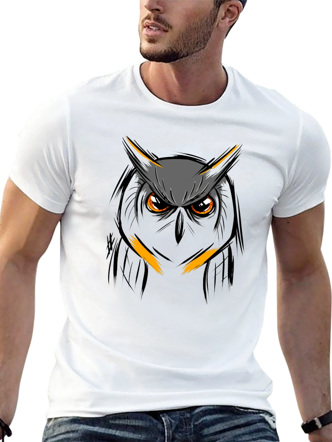 Owl Graphic Print T-Shirt - Mens Black Tee
