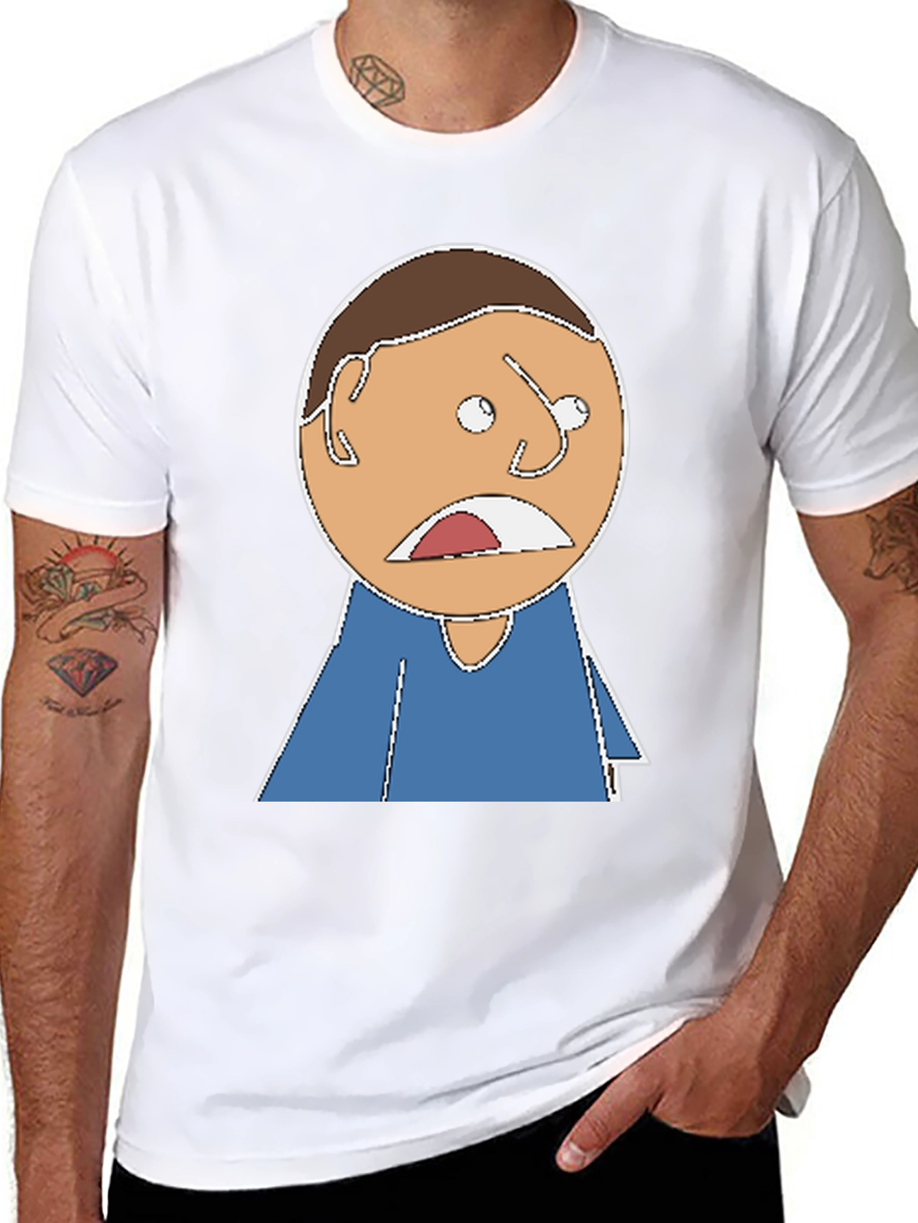 Cartoon Expression T-Shirt - Black Cotton Tee