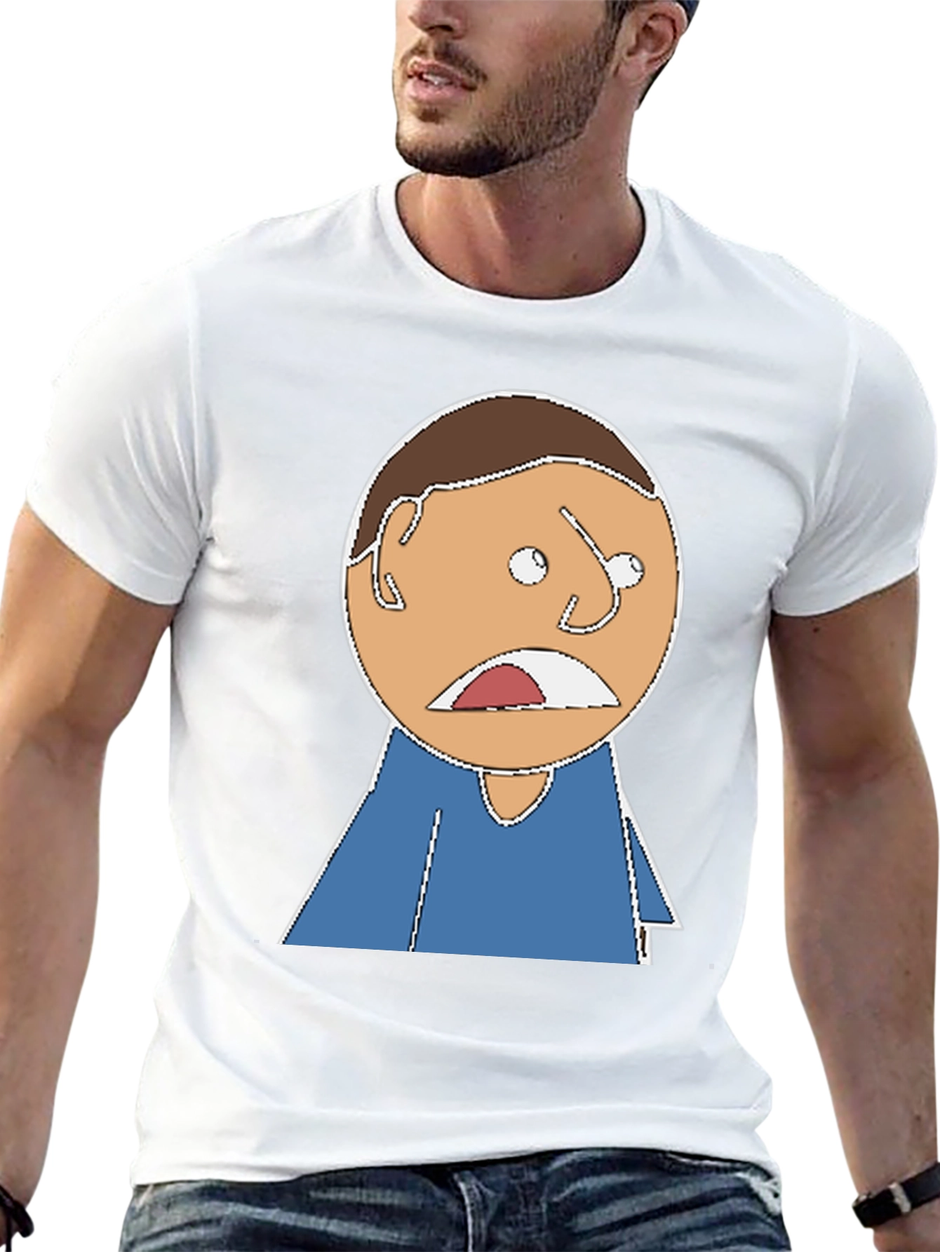Cartoon Expression T-Shirt - Black Cotton Tee