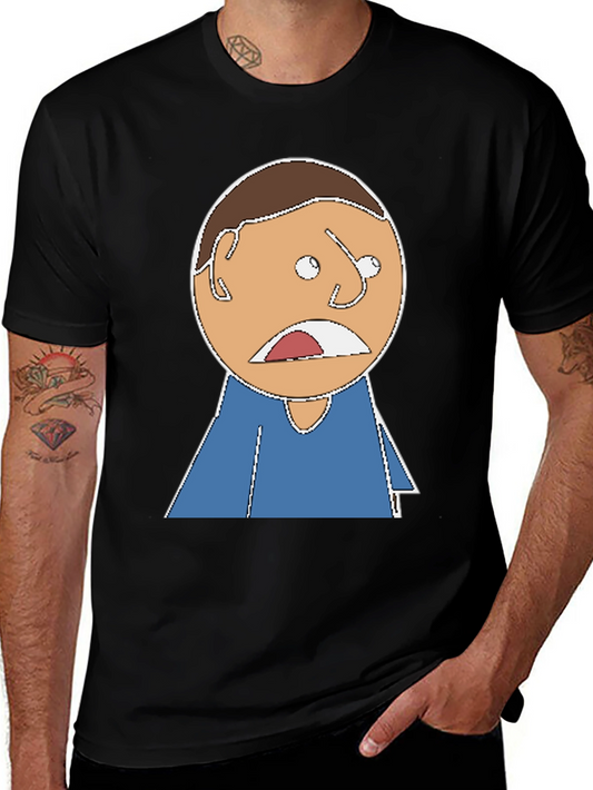 Cartoon Expression T-Shirt - Black Cotton Tee
