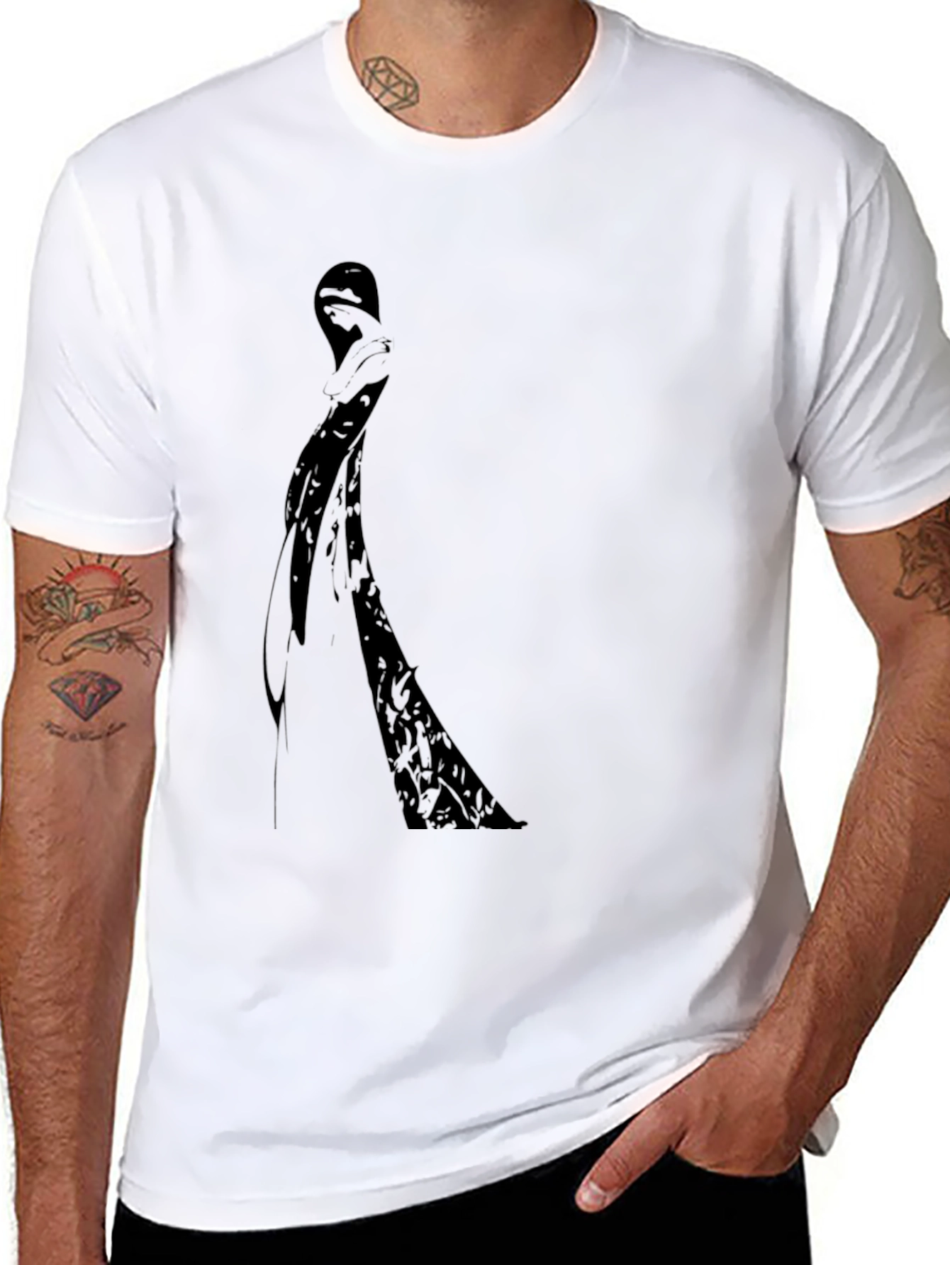 Elegant Woman Silhouette Black Graphic Tee