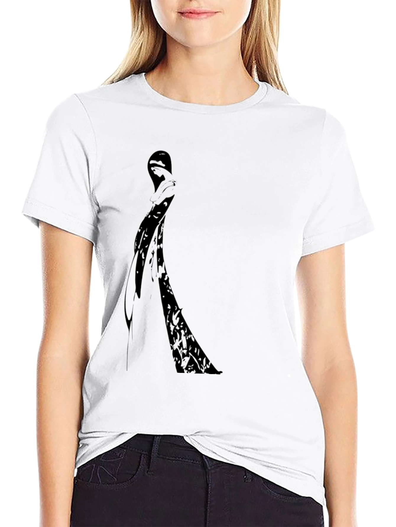Elegant Woman Silhouette Black Graphic Tee