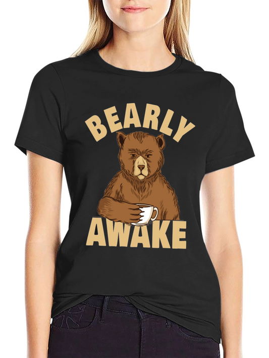 Bearly Awake Graphic T-Shirt - Coffee Loving Bear Tee