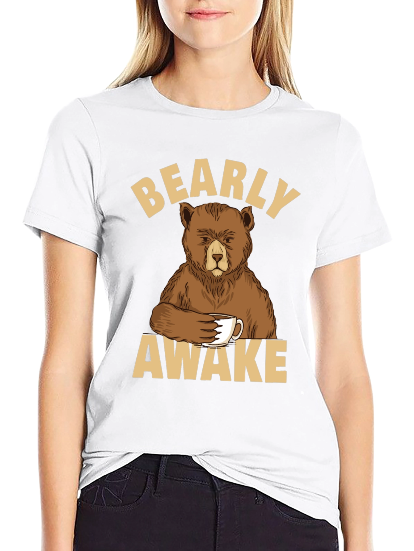 Bearly Awake Graphic T-Shirt - Coffee Loving Bear Tee
