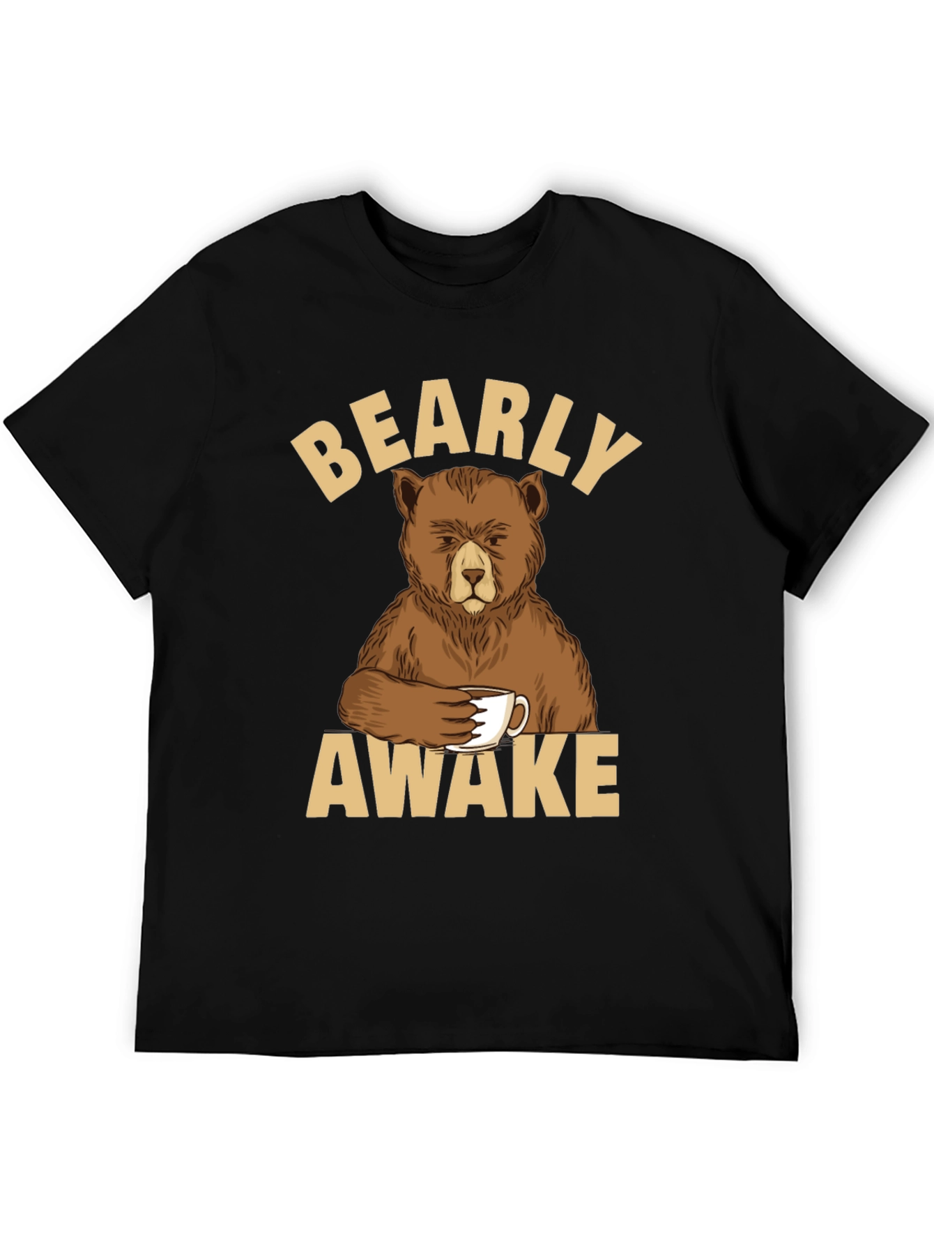 Bearly Awake Graphic T-Shirt - Coffee Loving Bear Tee
