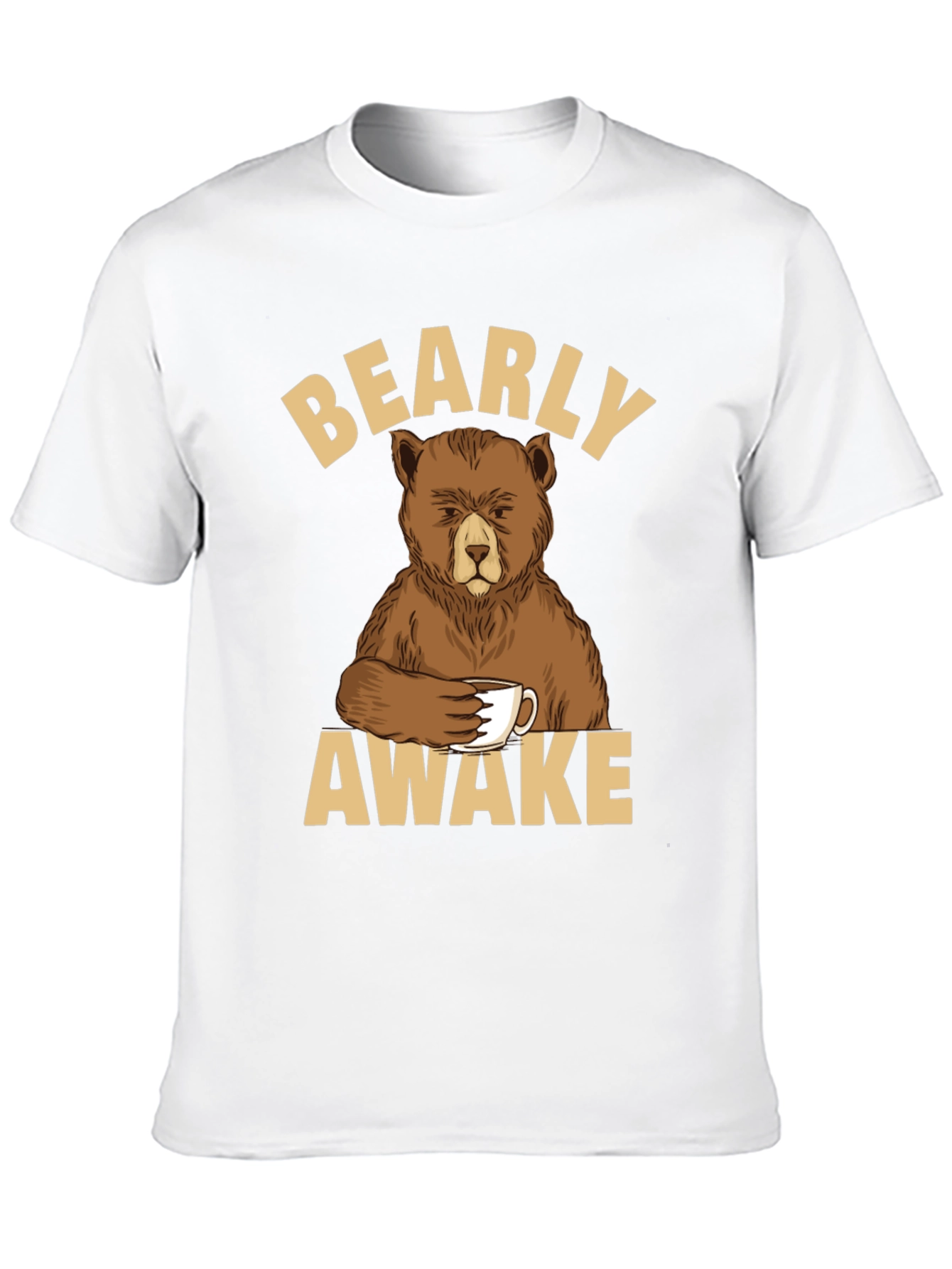 Bearly Awake Graphic T-Shirt - Coffee Loving Bear Tee