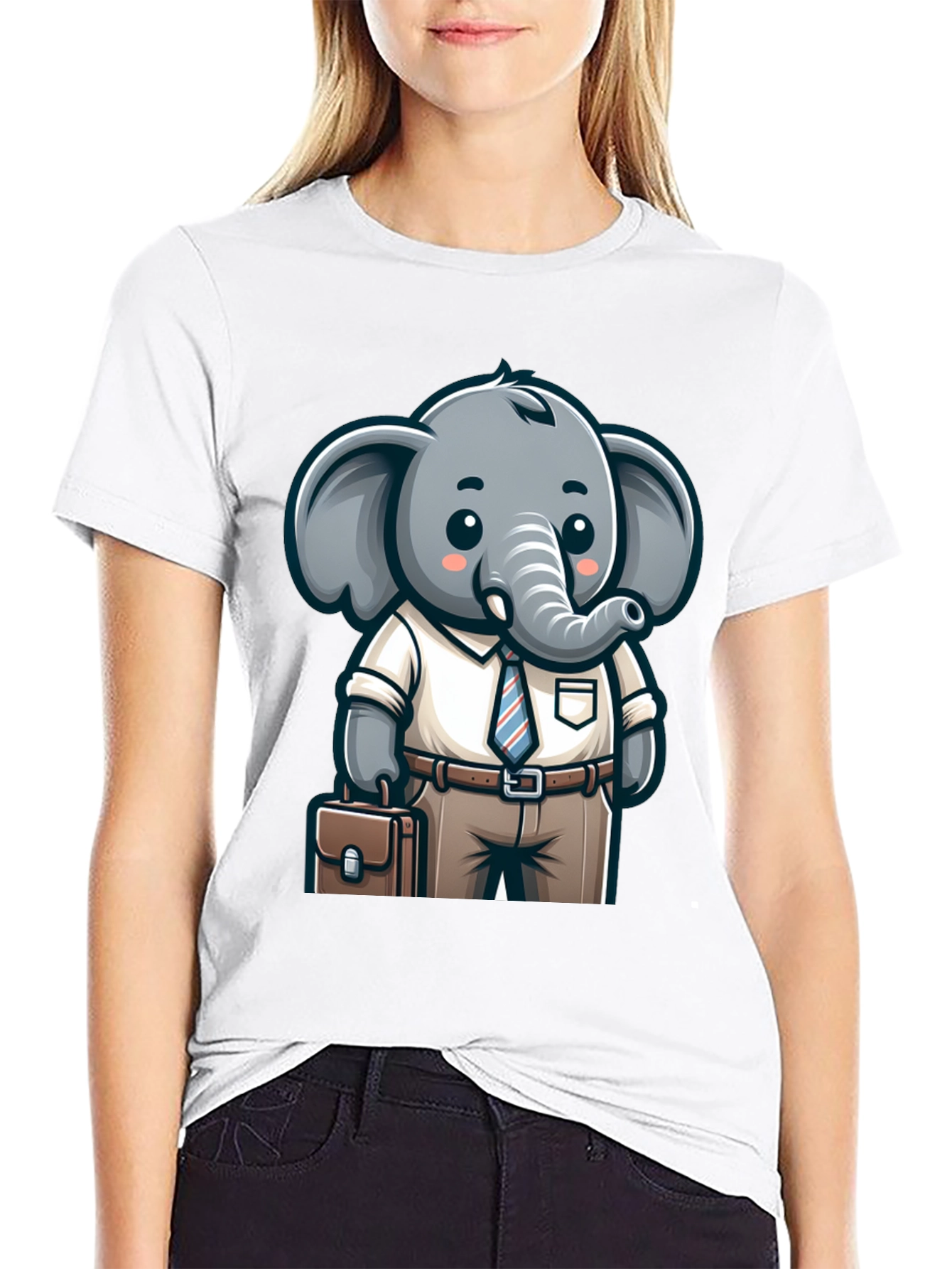 Cartoon Elephant Businessman Graphic Tee