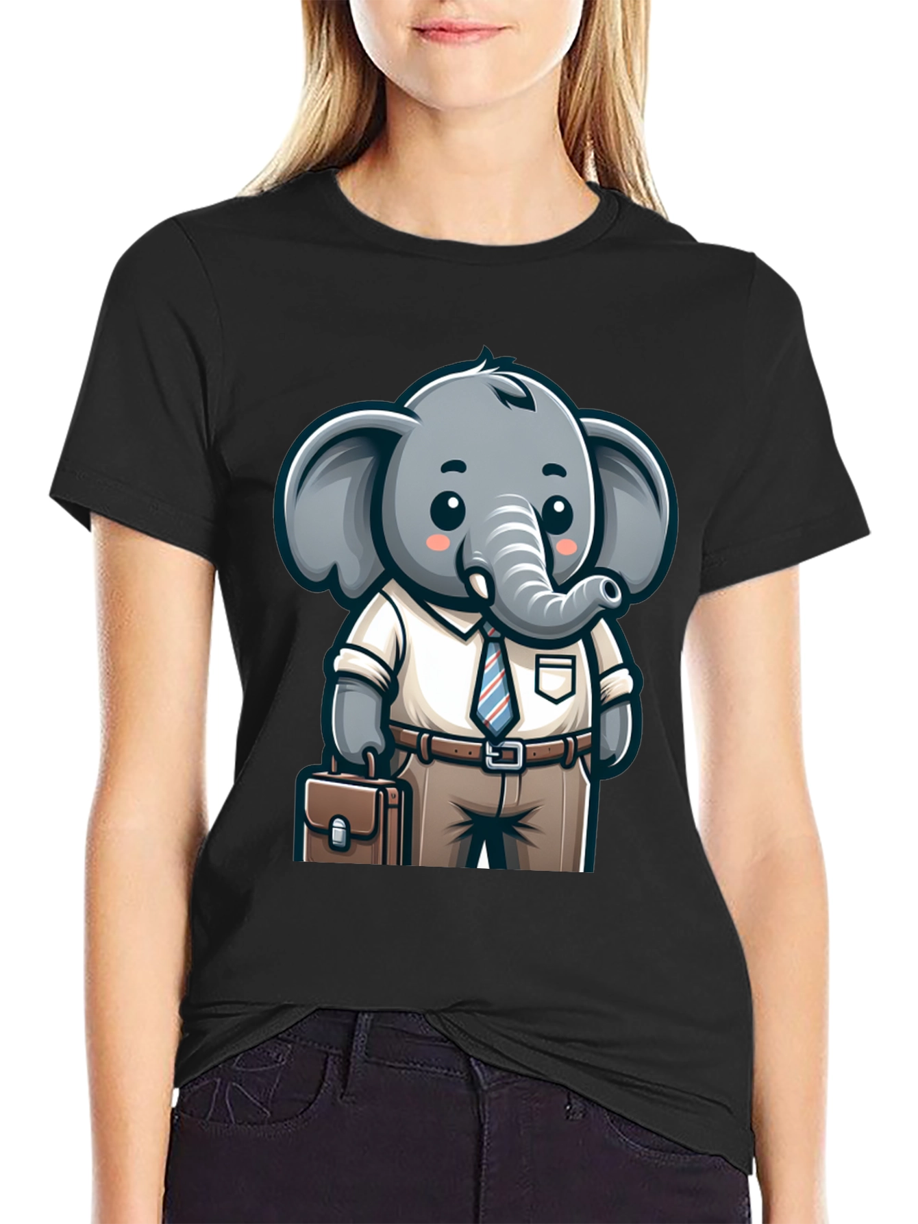 Cartoon Elephant Businessman Graphic Tee
